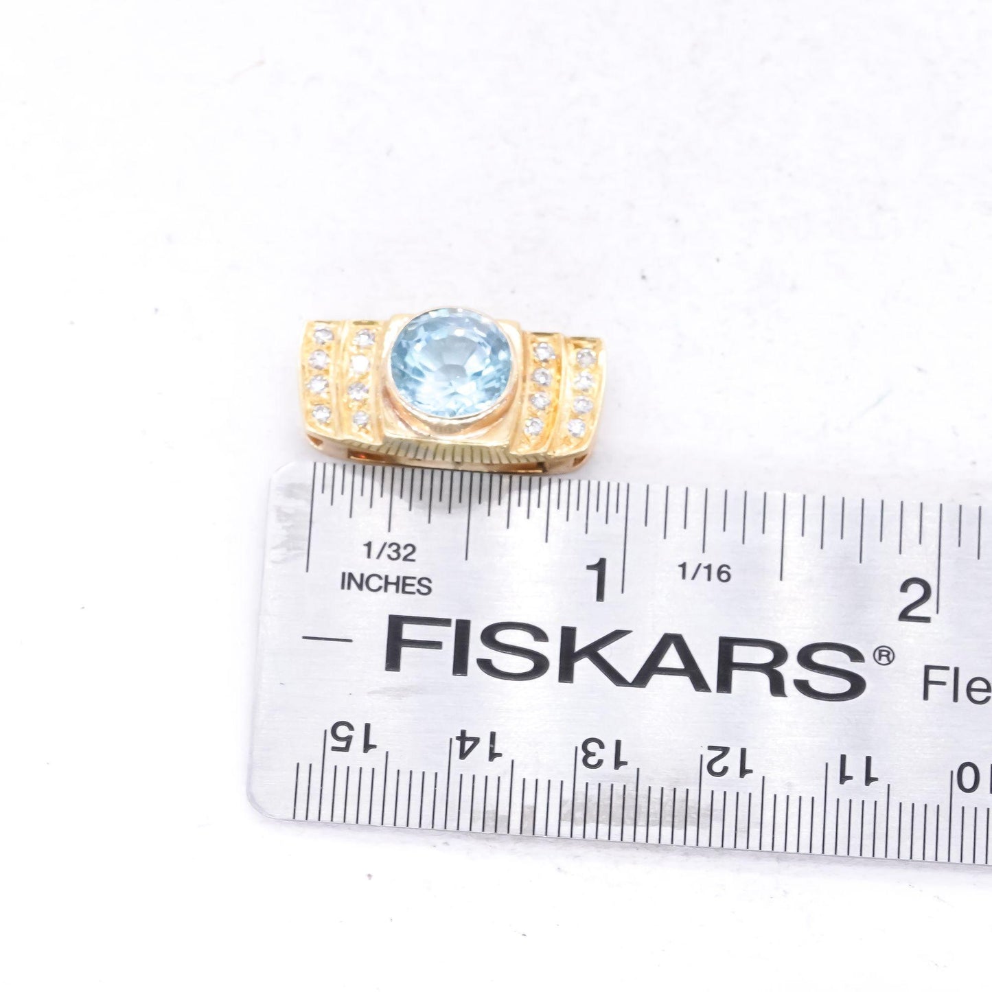 18k Yellow Gold Jewelry 4.75CT VS Diamond & Blue Topaz Slide Pendant