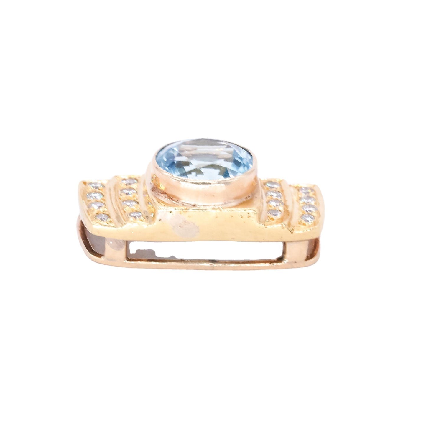18k Yellow Gold Jewelry 4.75CT VS Diamond & Blue Topaz Slide Pendant