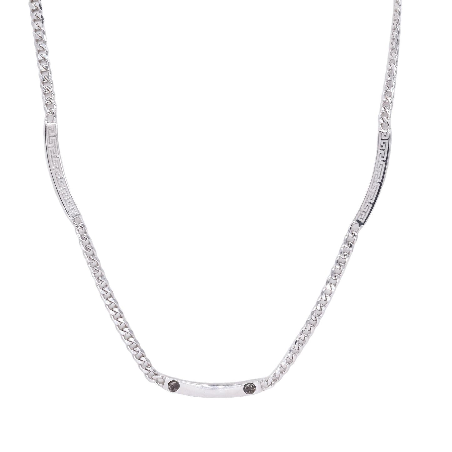 Sterling Silver Jewelry ID Plate Style Curved Curb Chain Necklace