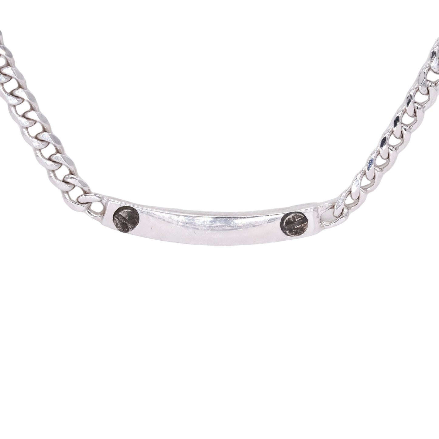 Sterling Silver Jewelry ID Plate Style Curved Curb Chain Necklace