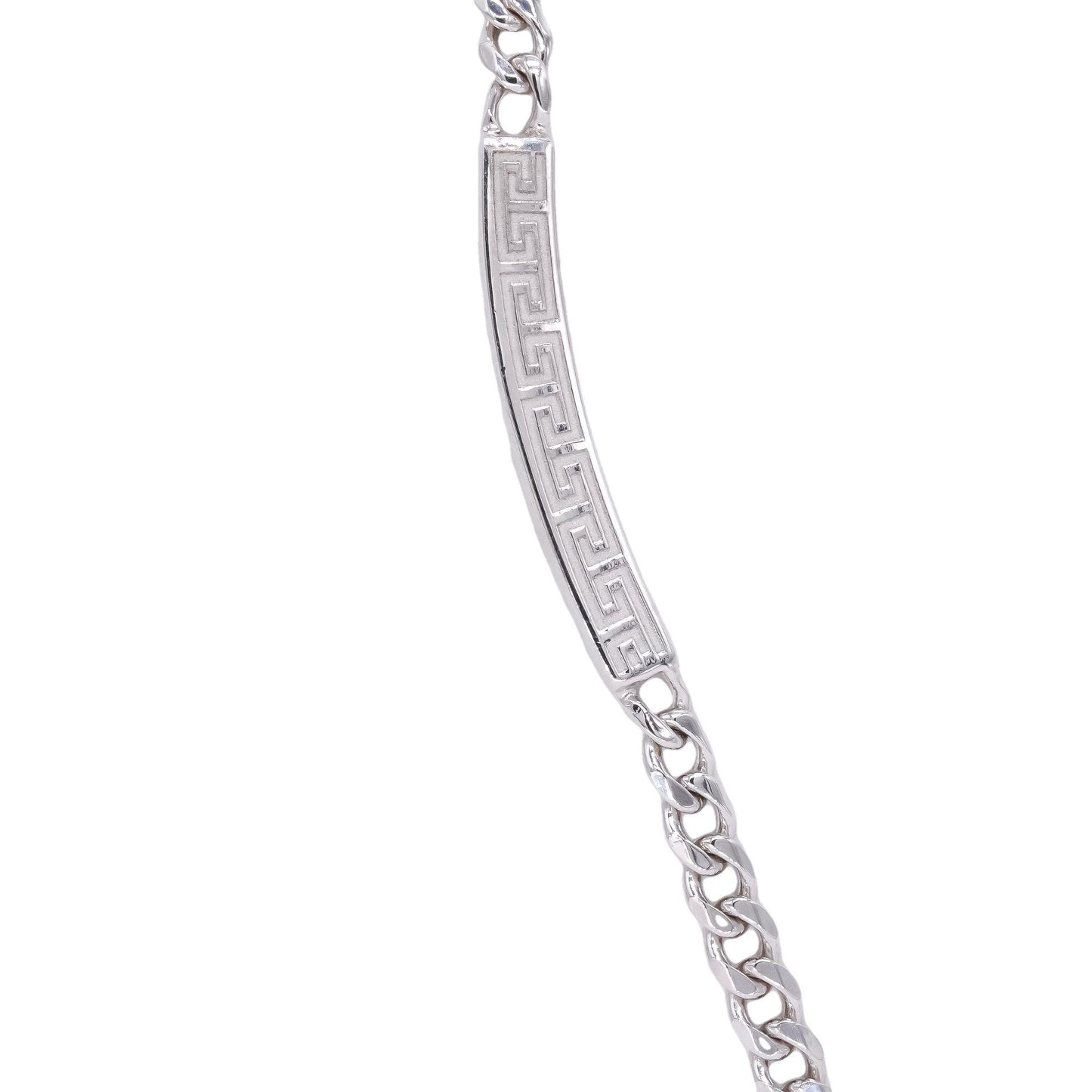 Sterling Silver Jewelry ID Plate Style Curved Curb Chain Necklace
