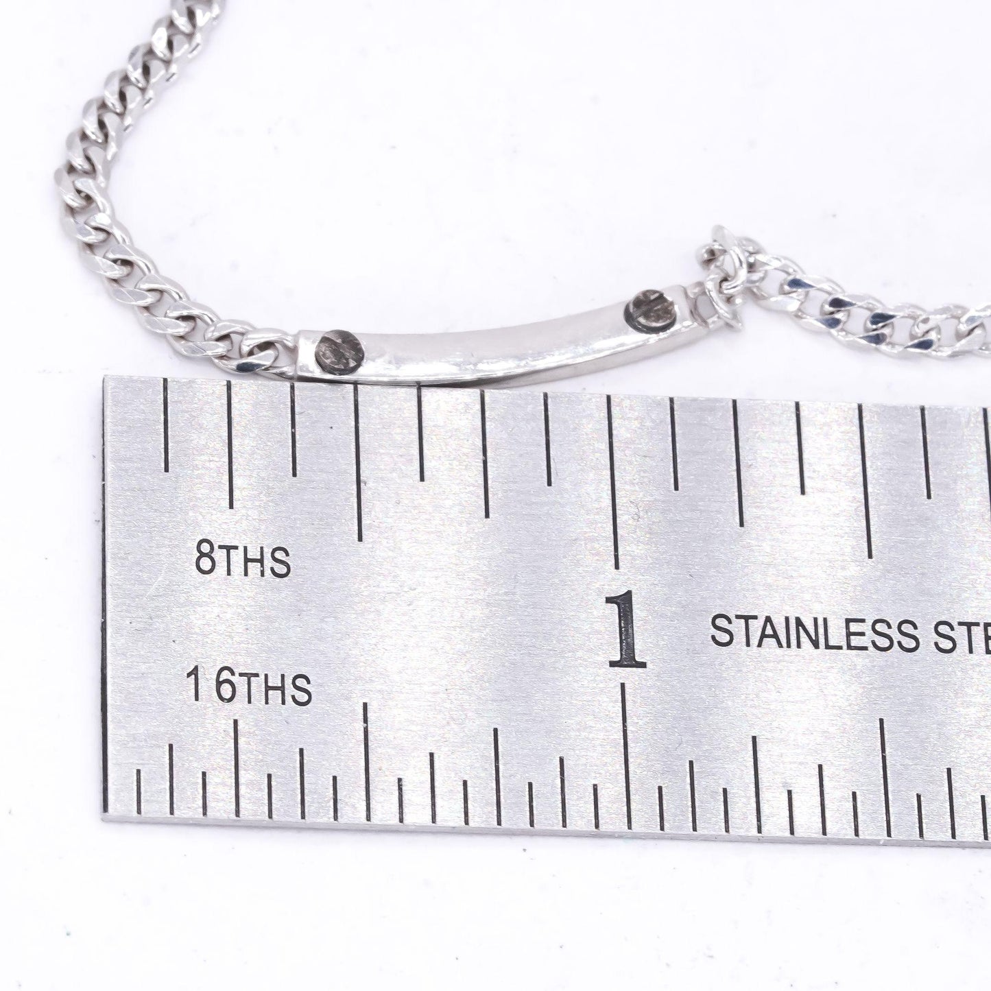 Sterling Silver Jewelry ID Plate Style Curved Curb Chain Necklace