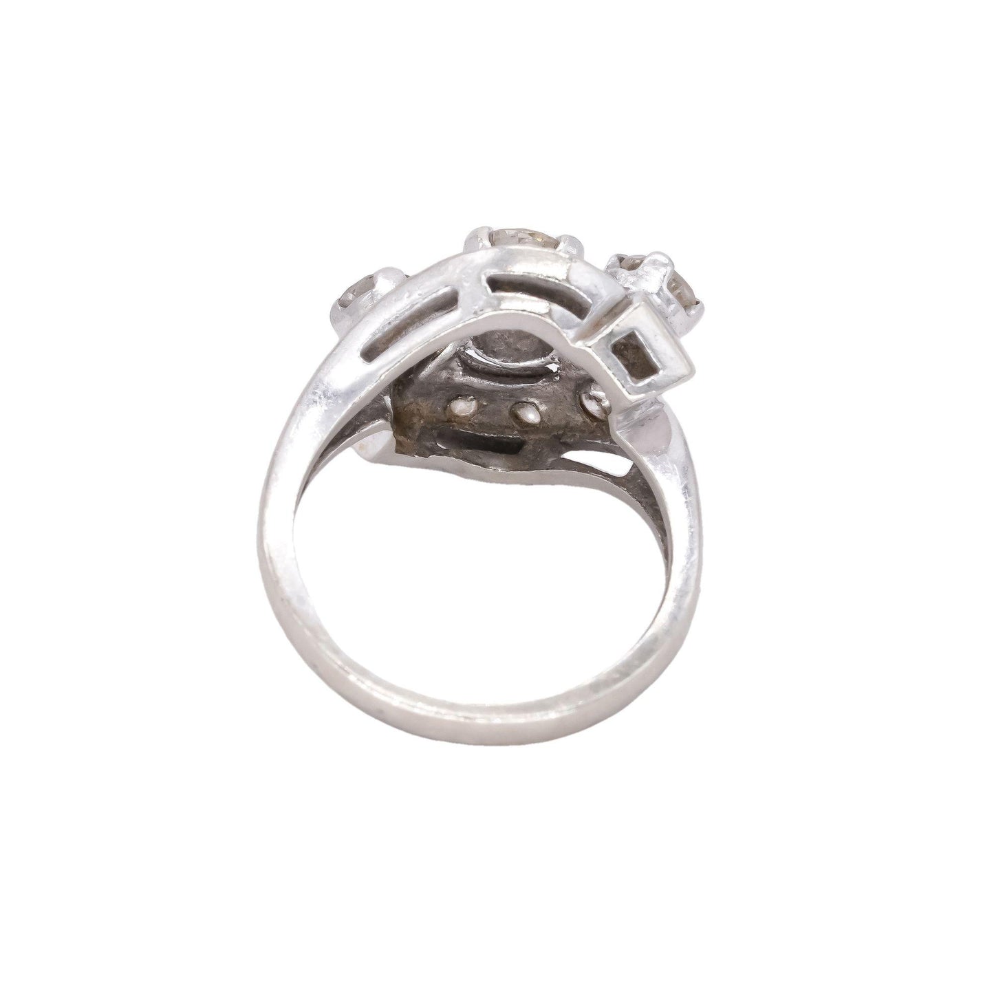Antique Vintage 14k White Gold 1.20CT Diamond Cocktail Ring size 6 w/ .50 center