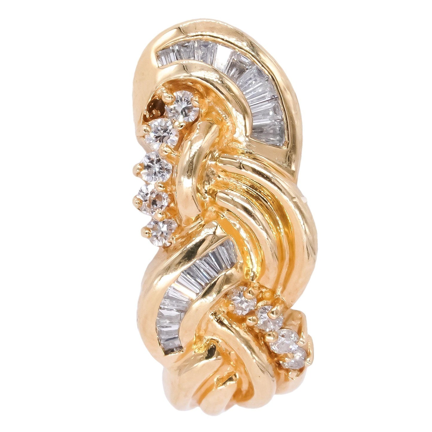 14k Yellow gold Jewelry 1.0CT Diamond Twisted Style Earrings