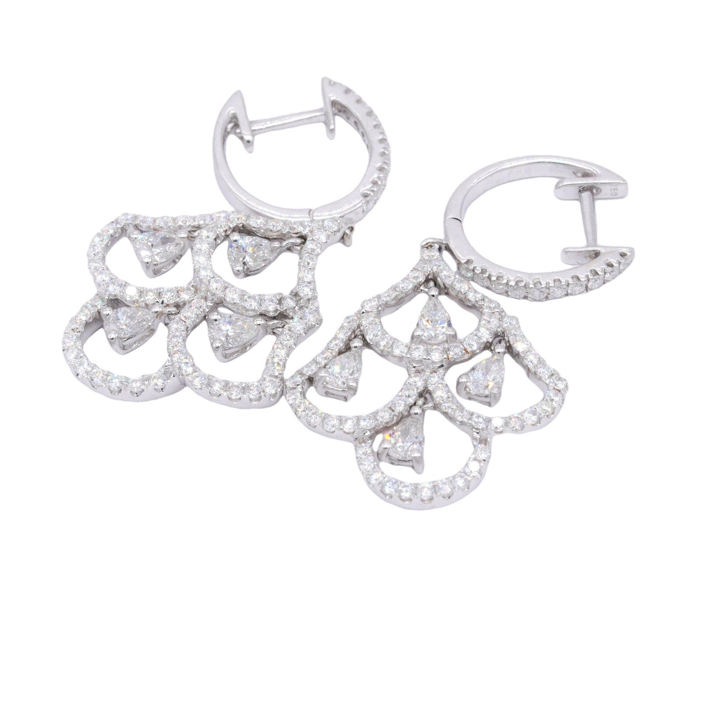 18k White Gold 2.50CT VS Diamond Chandelier Drop Dangle Earrings