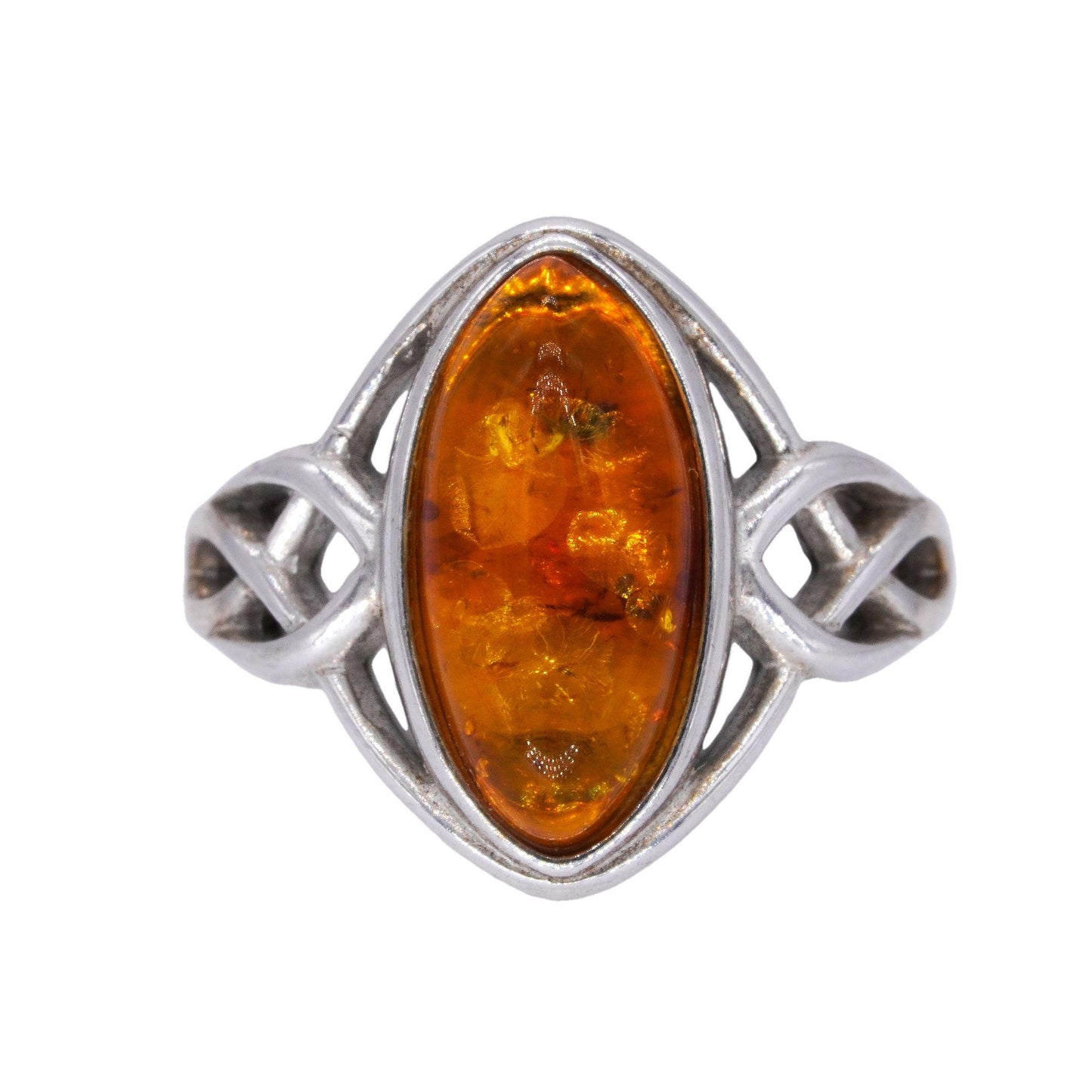 Sterling Silver Jewelry 1.50CT Amber Solitaire Pinky Ring size 3.25
