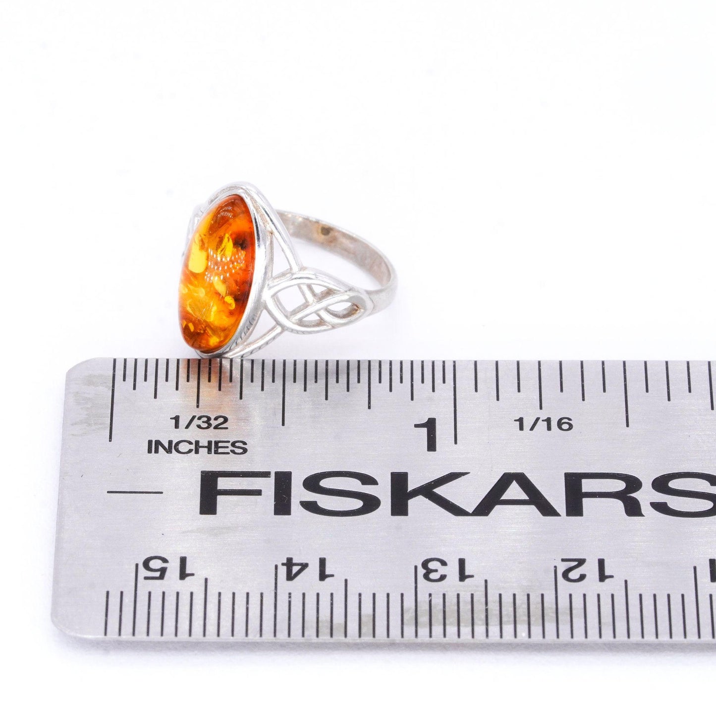 Sterling Silver Jewelry 1.50CT Amber Solitaire Pinky Ring size 3.25
