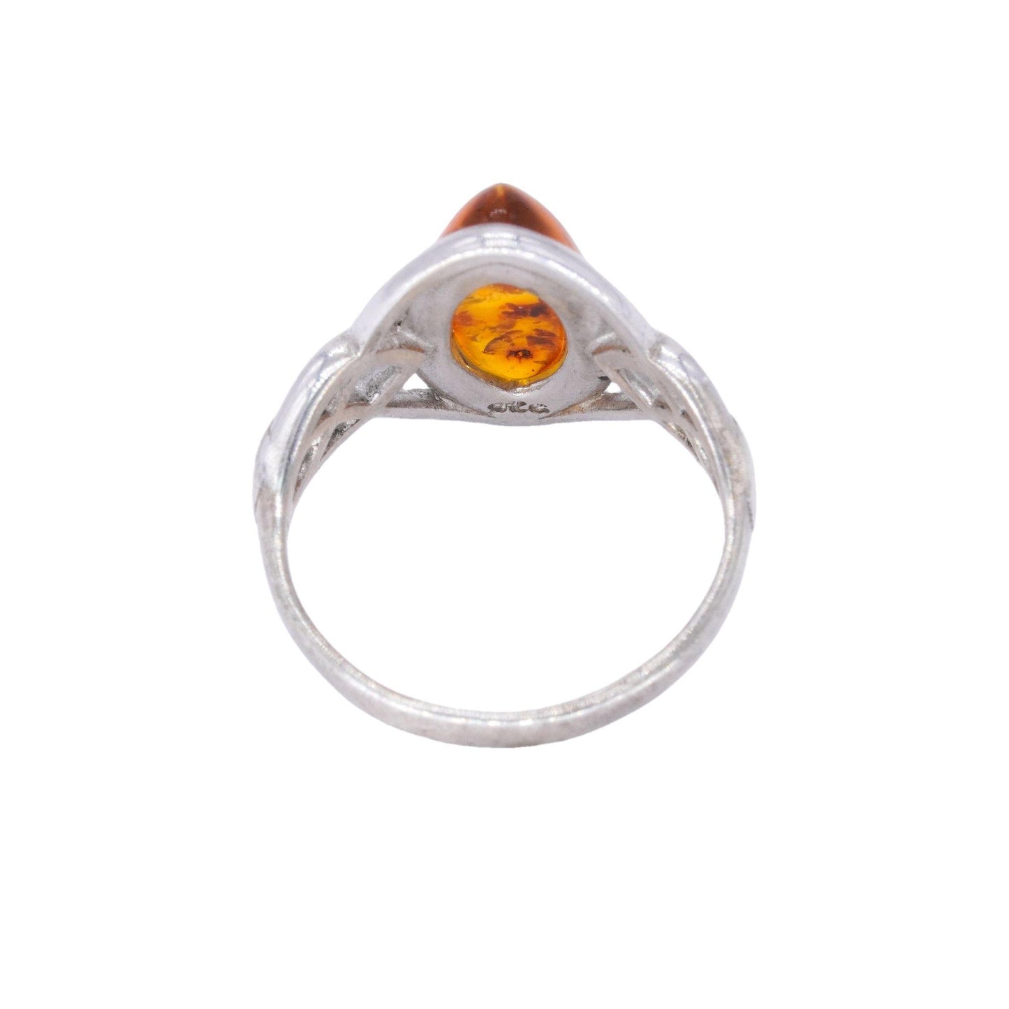Sterling Silver Jewelry 1.50CT Amber Solitaire Pinky Ring size 3.25