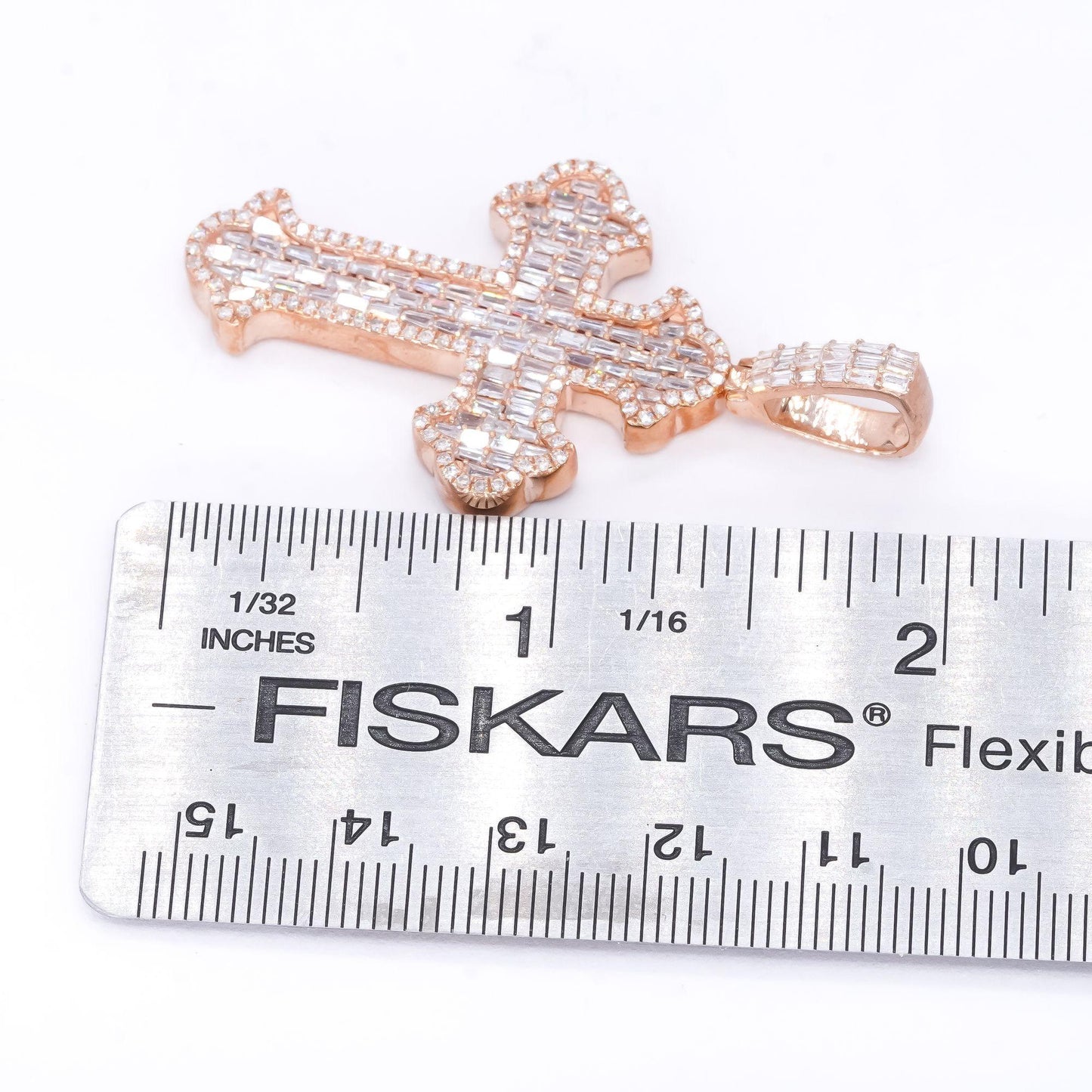10k Rose Gold Jewelry 2.63CT Diamond Cross Crucifix Pendant