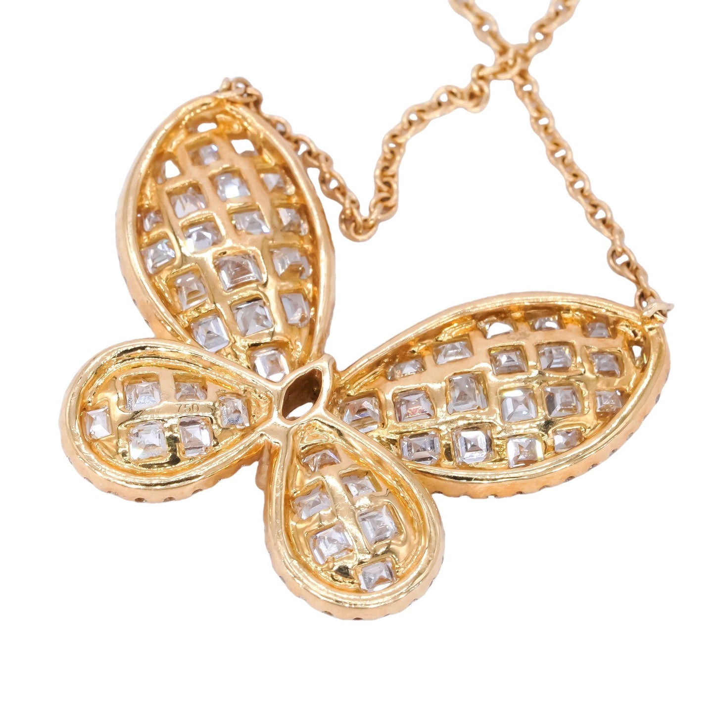 18k Yellow Gold Jewelry 4.09CT VS Diamond Butterfly Pendant Necklace