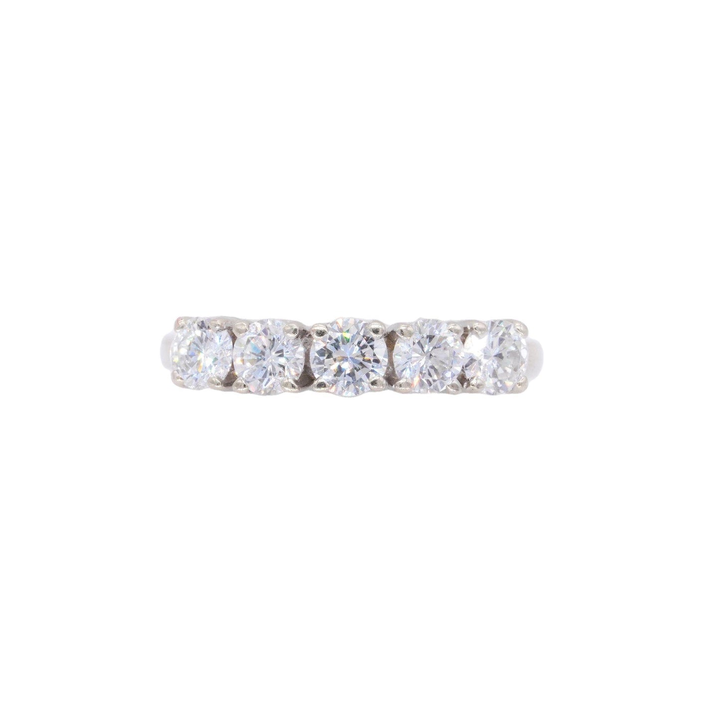 14K White Gold 1.0CT Diamond 5-Stone Anniversary Band Ring size 5.75