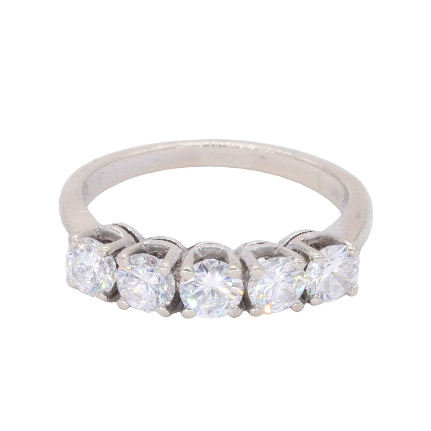 14K White Gold 1.0CT Diamond 5-Stone Anniversary Band Ring size 5.75