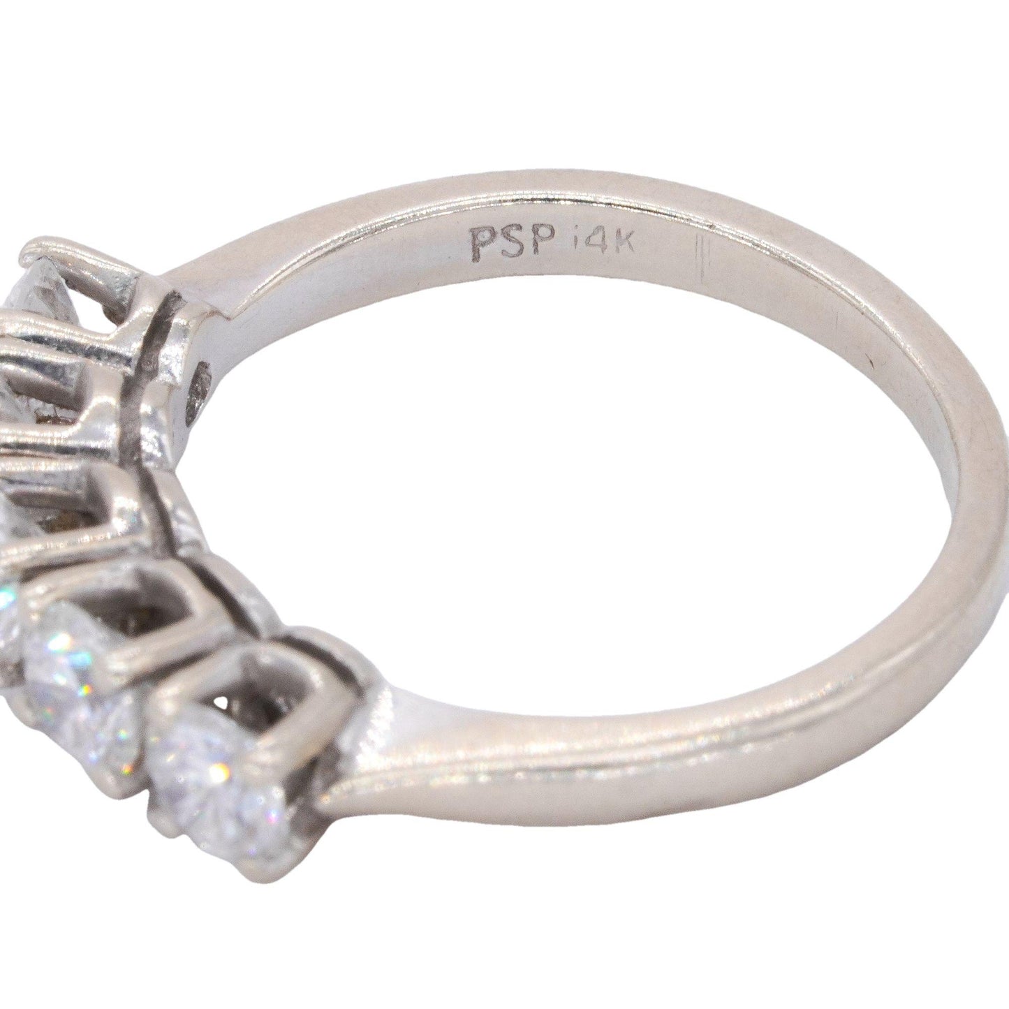 14K White Gold 1.0CT Diamond 5-Stone Anniversary Band Ring size 5.75