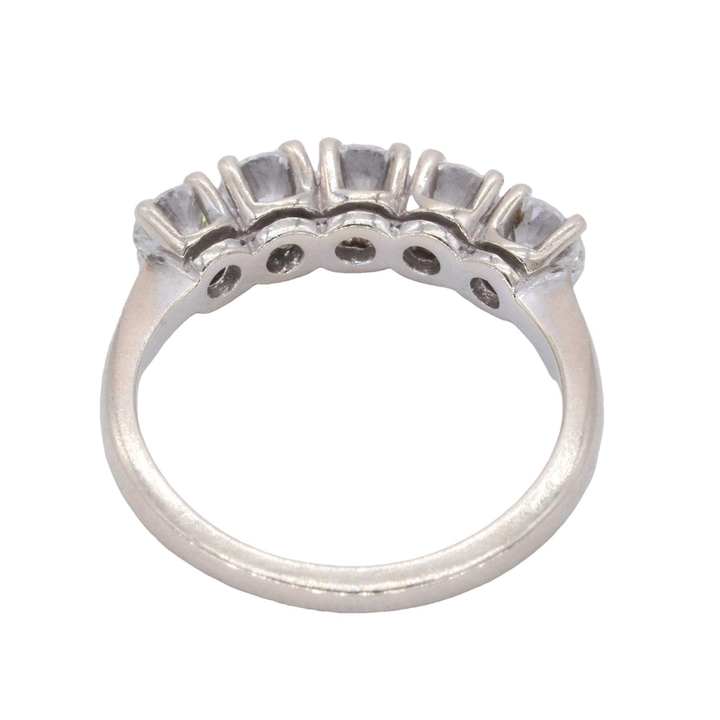 14K White Gold 1.0CT Diamond 5-Stone Anniversary Band Ring size 5.75
