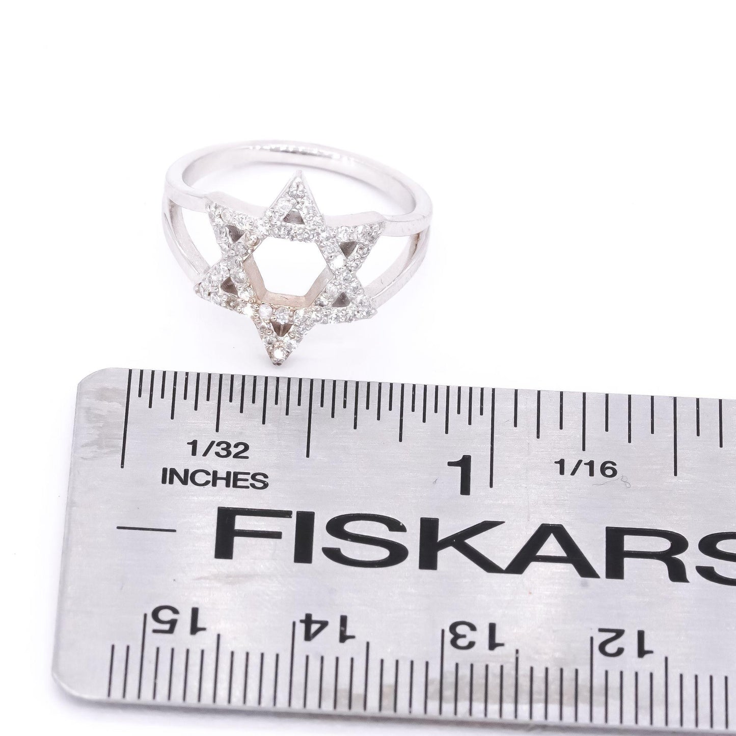 10k White Gold Jewelry 0.34CT Diamond Star of David Ring size 6