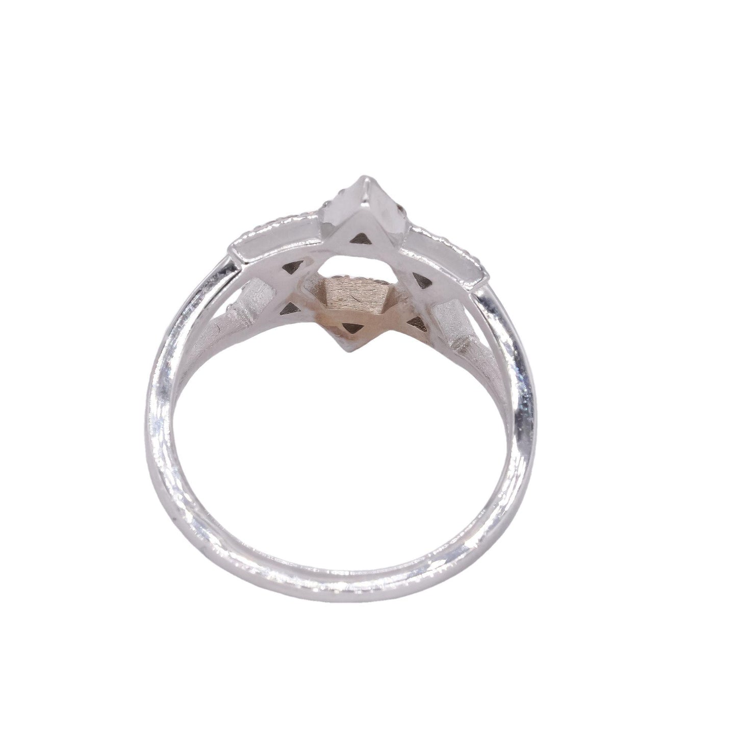 10k White Gold Jewelry 0.34CT Diamond Star of David Ring size 6