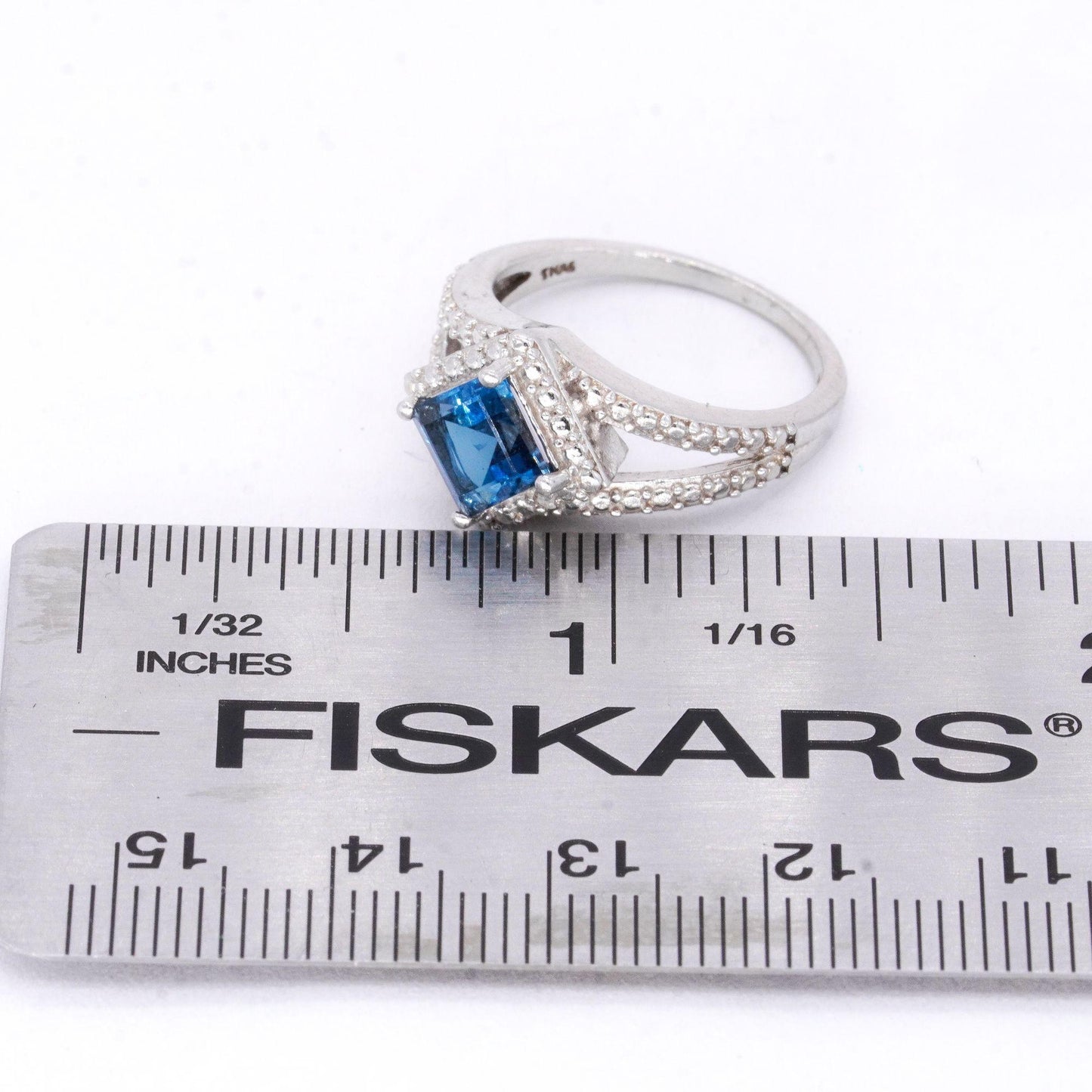 Sterling Silver Jewelry 1.0CT Blue Zircon Solitaire Ring size 6.25