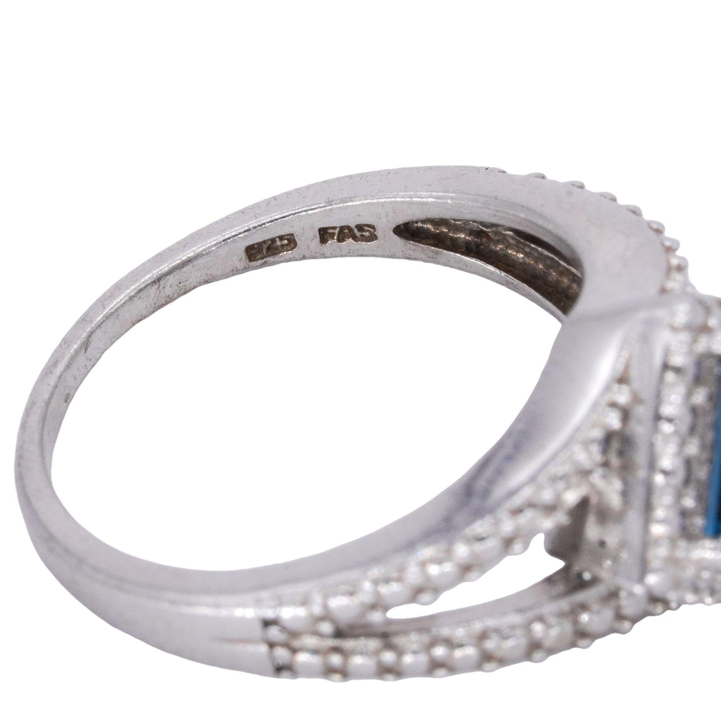 Sterling Silver Jewelry 1.0CT Blue Zircon Solitaire Ring size 6.25