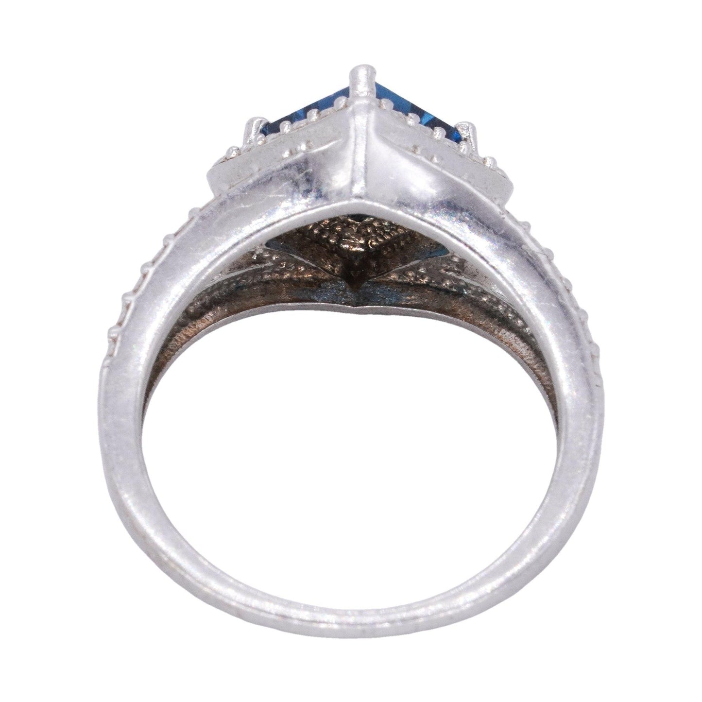 Sterling Silver Jewelry 1.0CT Blue Zircon Solitaire Ring size 6.25