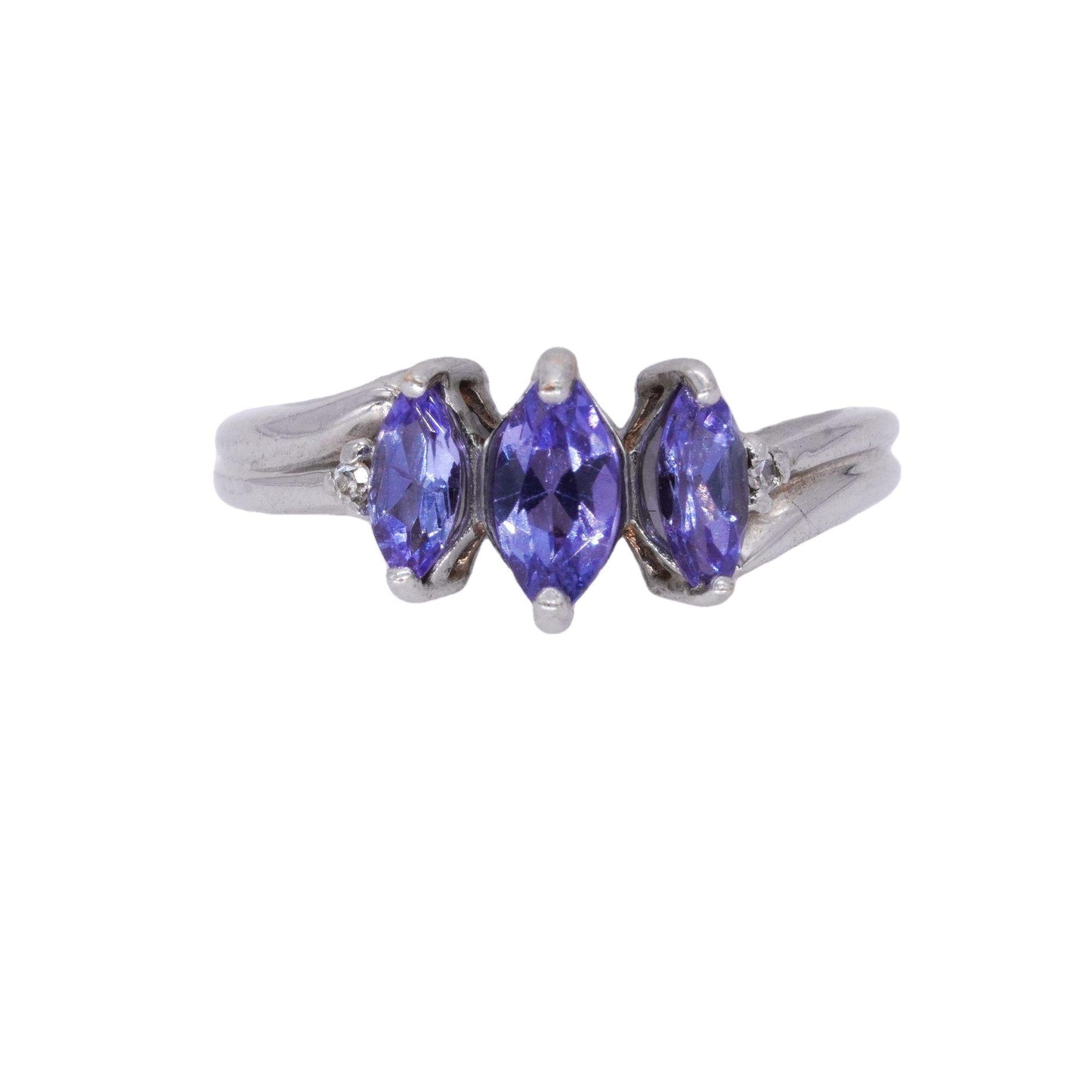 Sterling Silver Jewelry 0.60CT Tanzanite 3-Stone Ring size 2.75