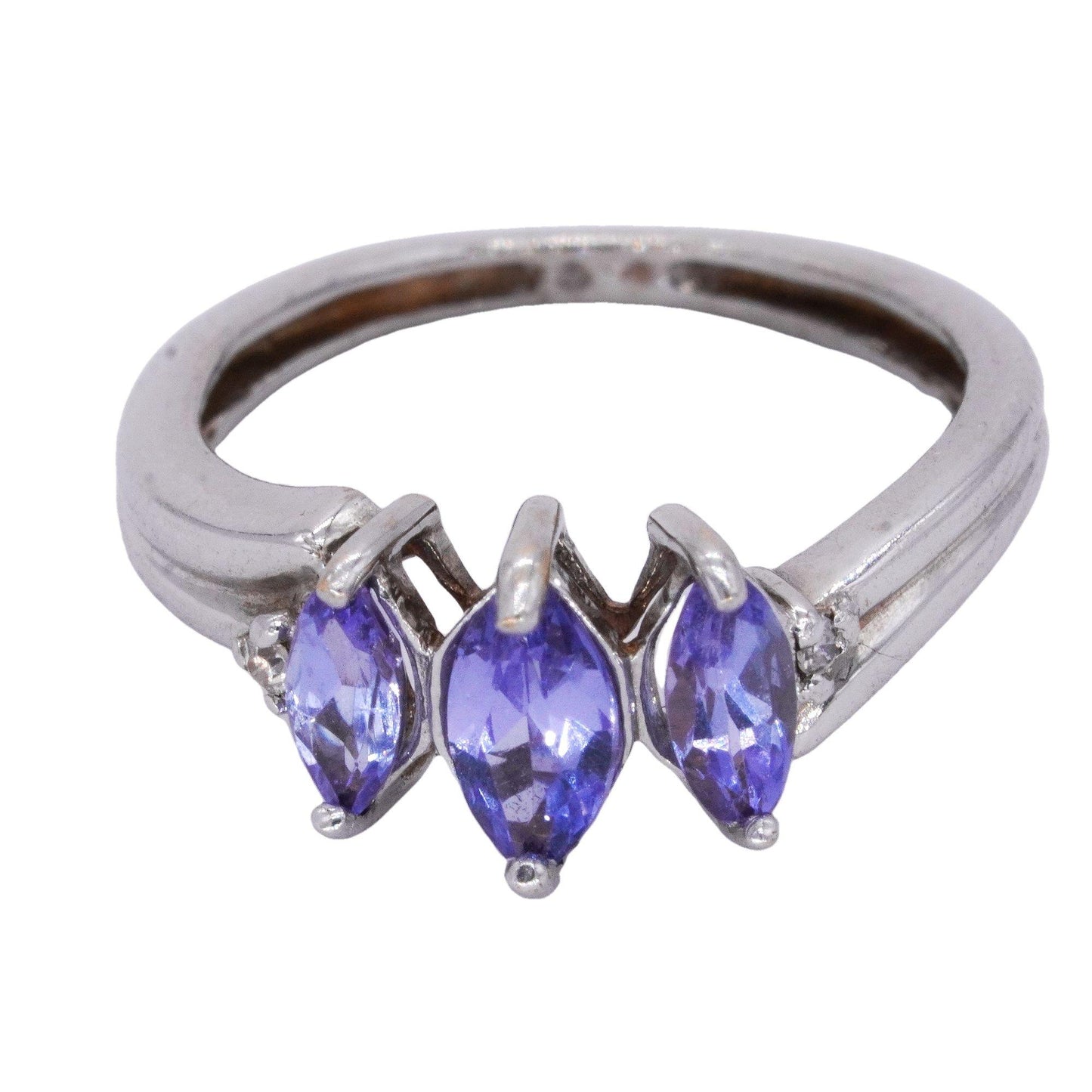 Sterling Silver Jewelry 0.60CT Tanzanite 3-Stone Ring size 2.75