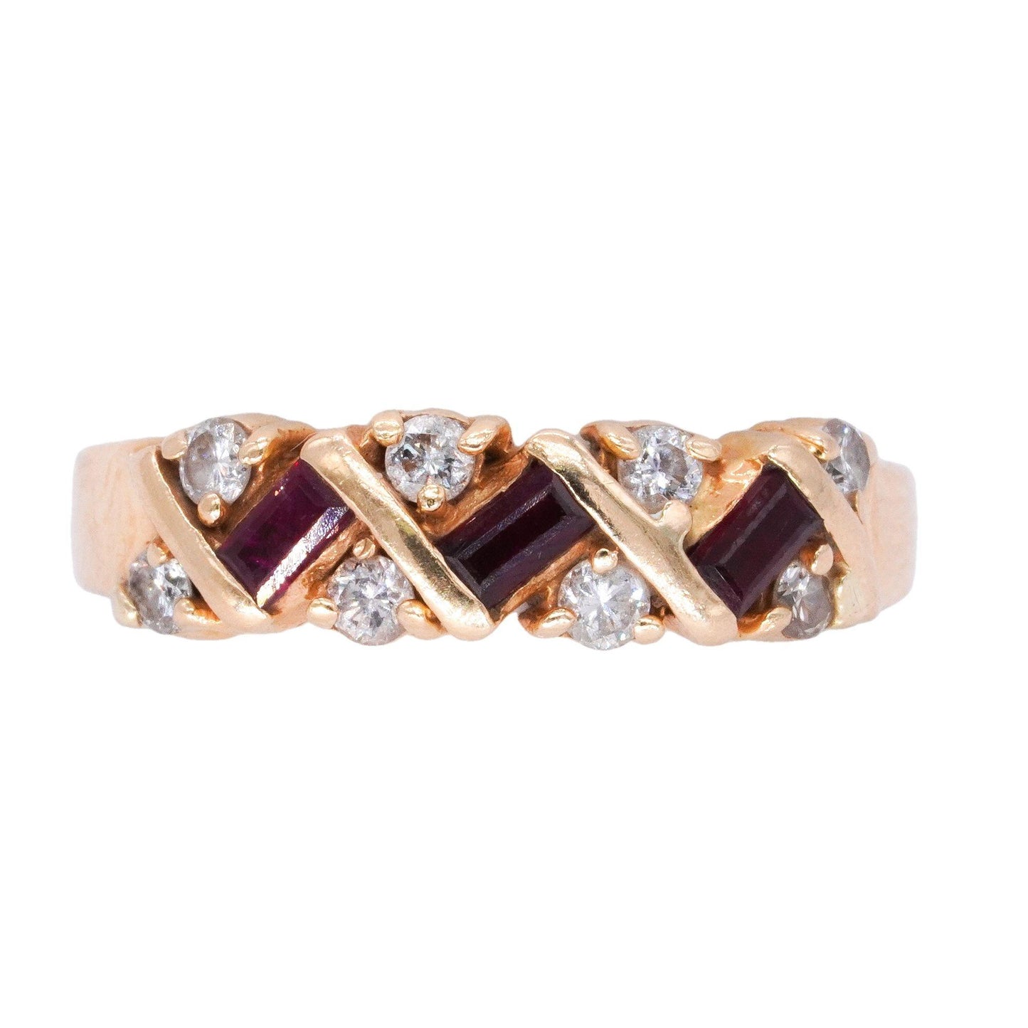 14k Yellow Gold Jewelry 0.60CT Diamond and Ruby Ring Size 9