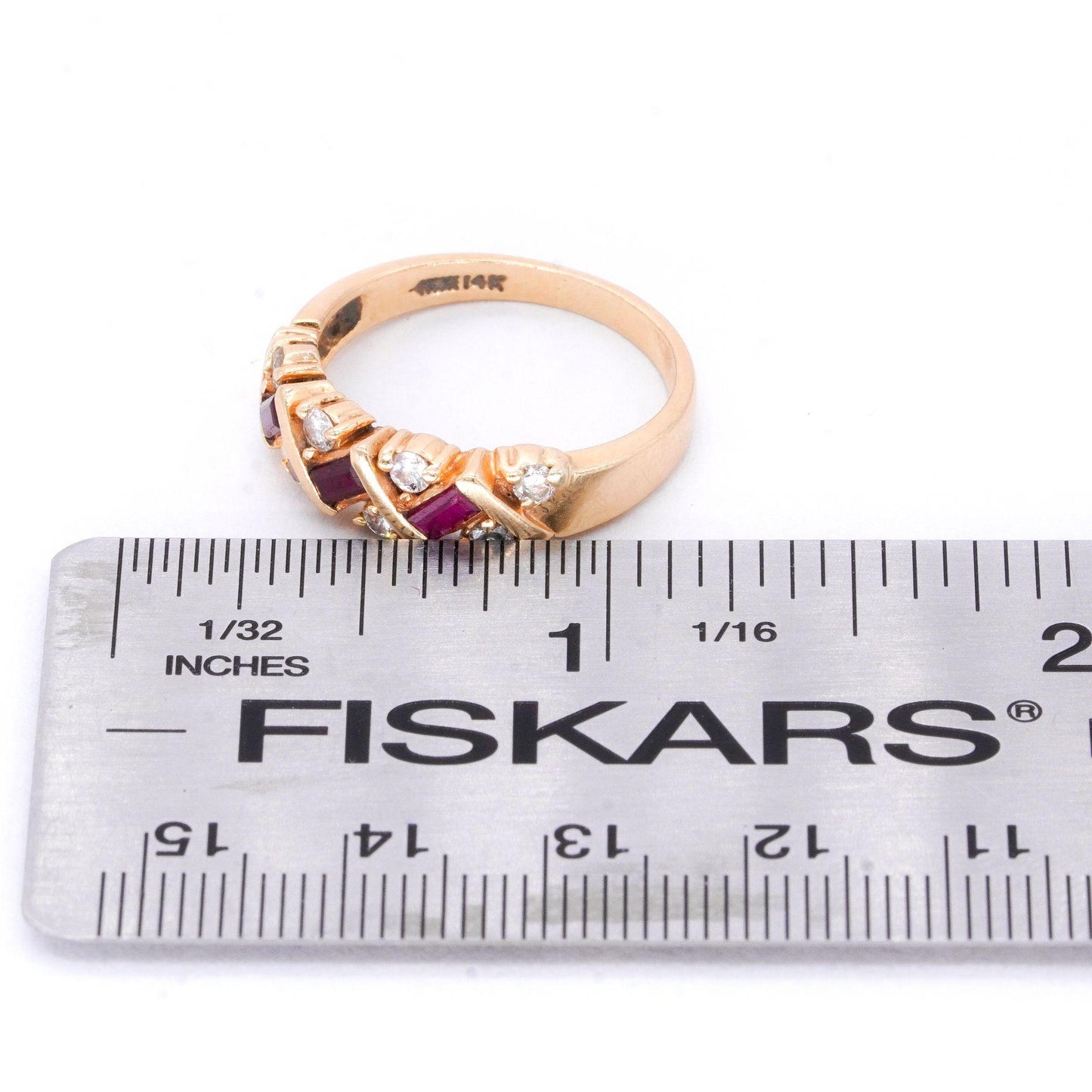 14k Yellow Gold Jewelry 0.60CT Diamond and Ruby Ring Size 9