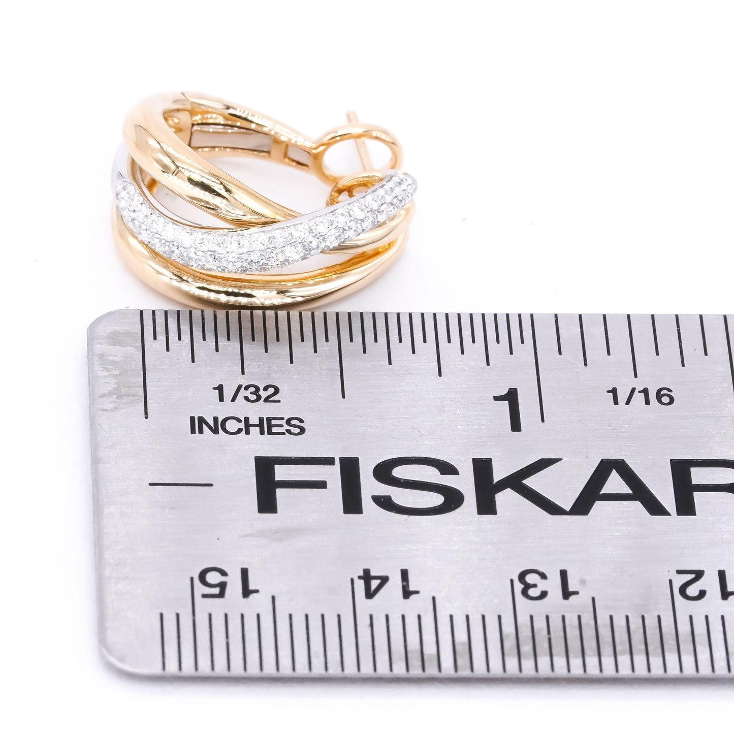 18k White and Yellow Gold 0.66ct VS Diamond Crisscross Earrings