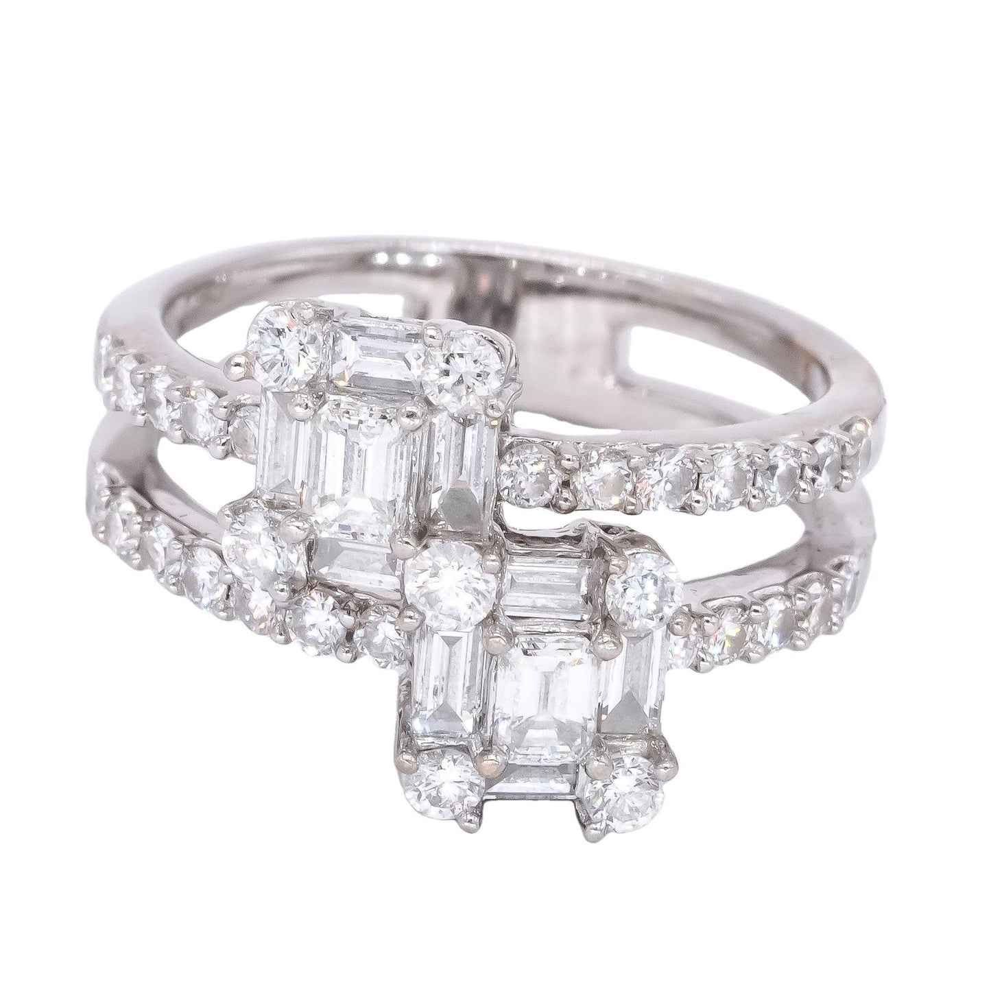 18k White Gold 1.50CT VS Diamond Free Form Cocktail Ring size 6.5