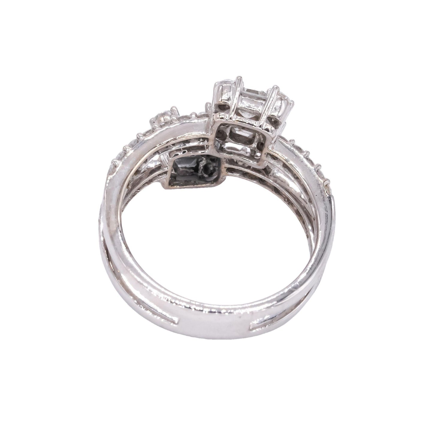 18k White Gold 1.50CT VS Diamond Free Form Cocktail Ring size 6.5