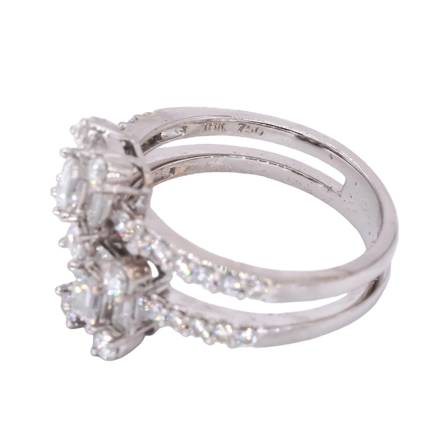 18k White Gold 1.50CT VS Diamond Free Form Cocktail Ring size 6.5