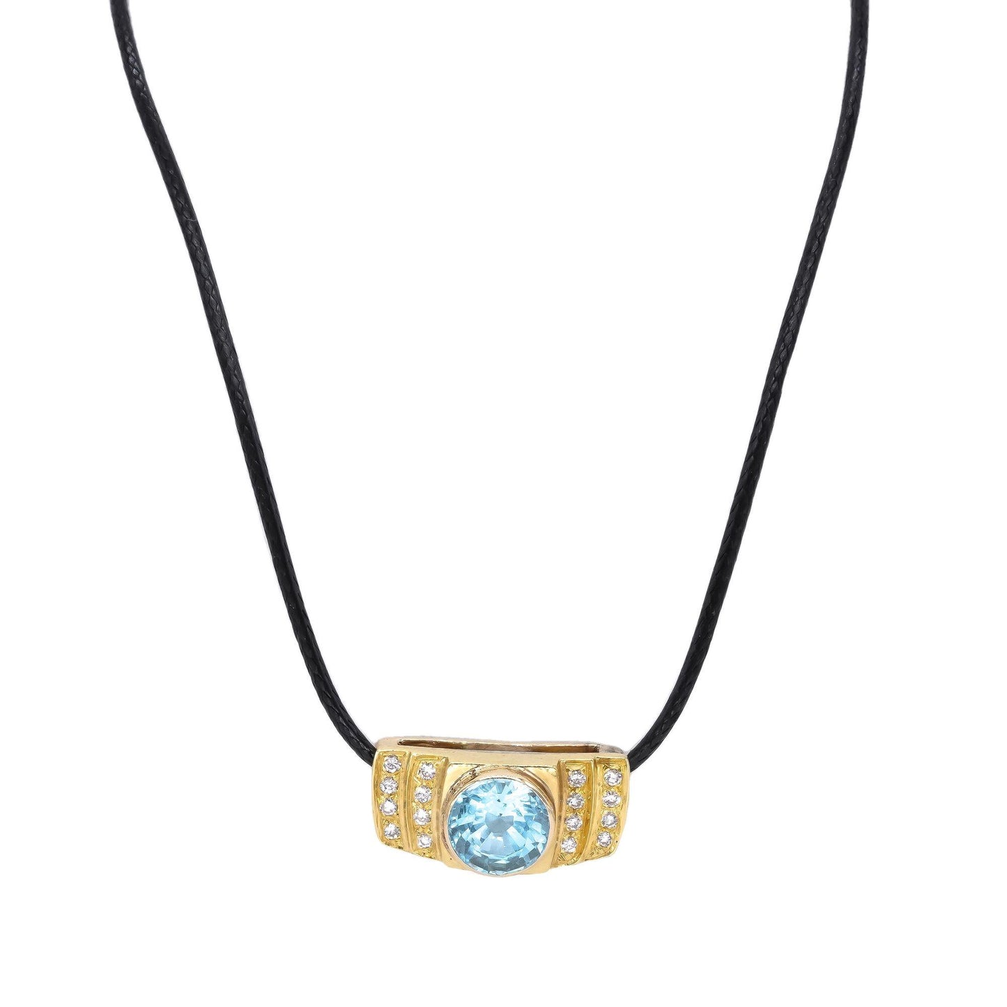 18k Yellow Gold Jewelry 4.75CT VS Diamond & Blue Topaz Slide Pendant