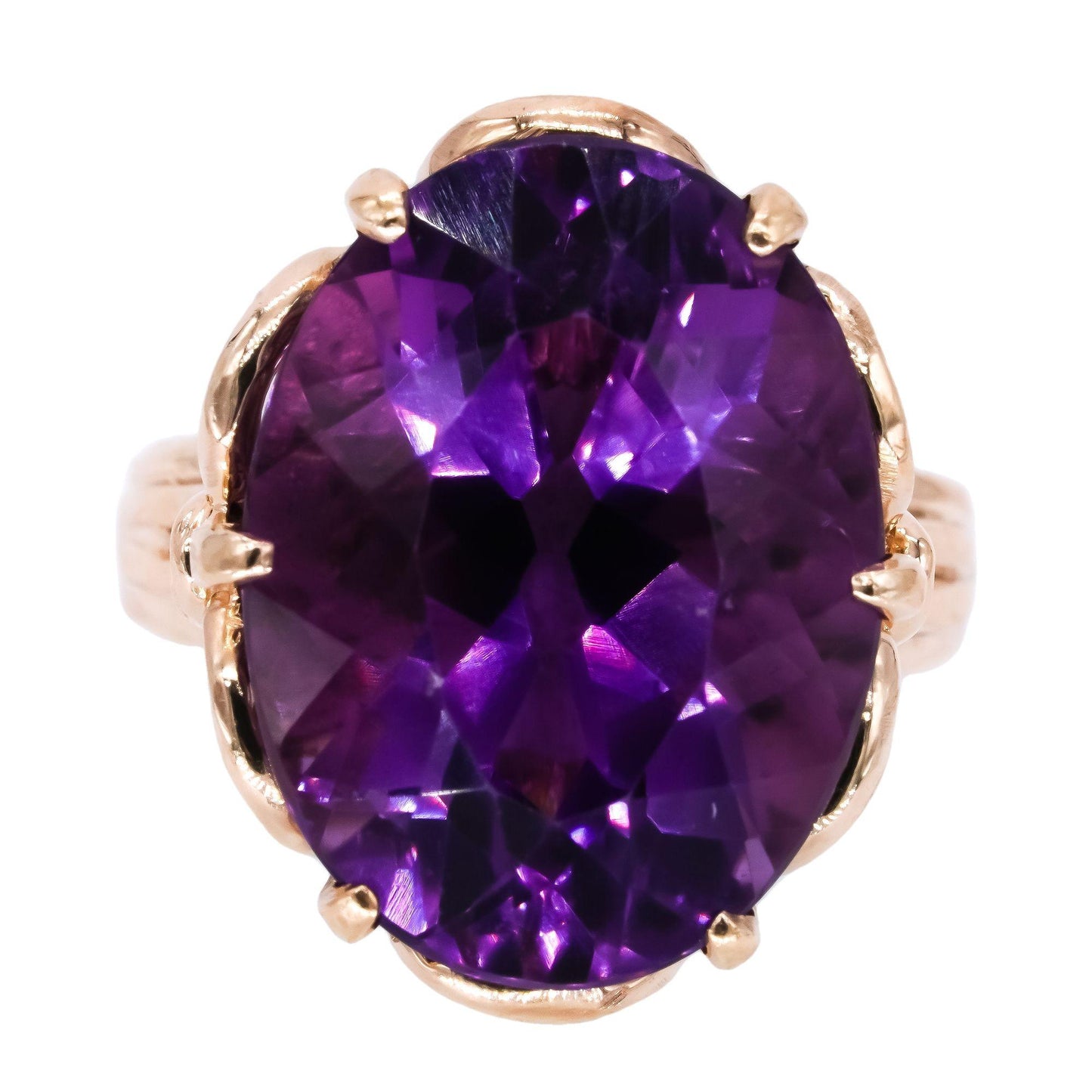 Vintage 14k Yellow Gold 15.0CT Amethyst Solitaire Ring size 6.25
