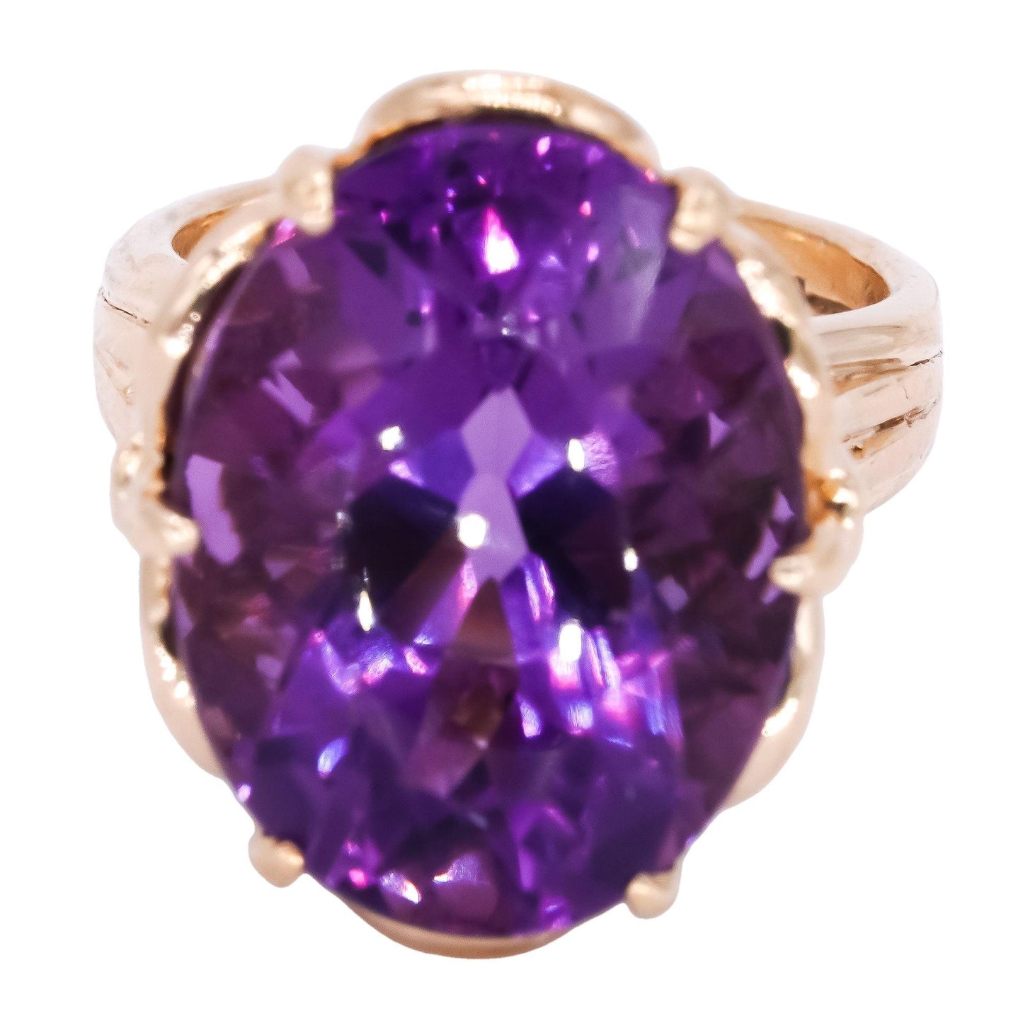 Vintage 14k Yellow Gold 15.0CT Amethyst Solitaire Ring size 6.25