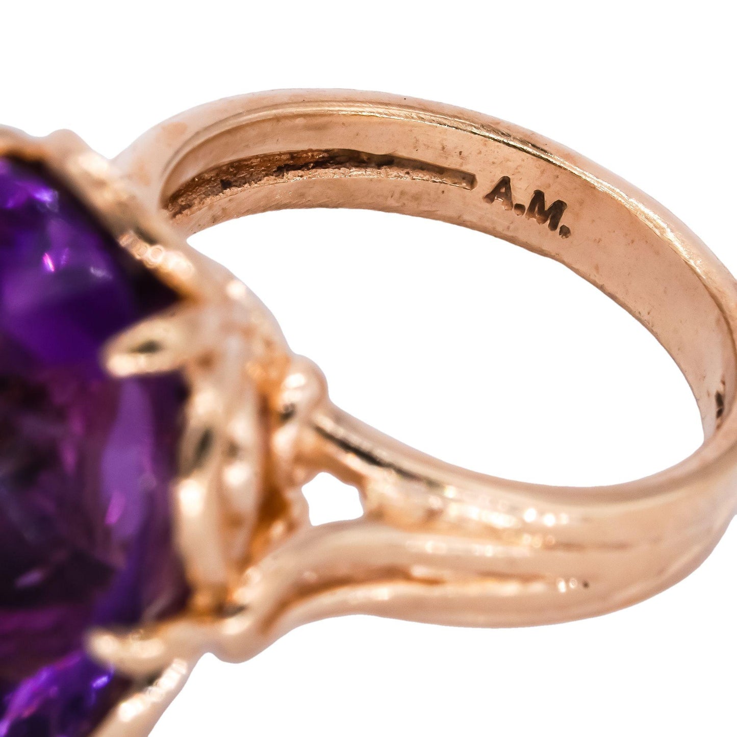 Vintage 14k Yellow Gold 15.0CT Amethyst Solitaire Ring size 6.25