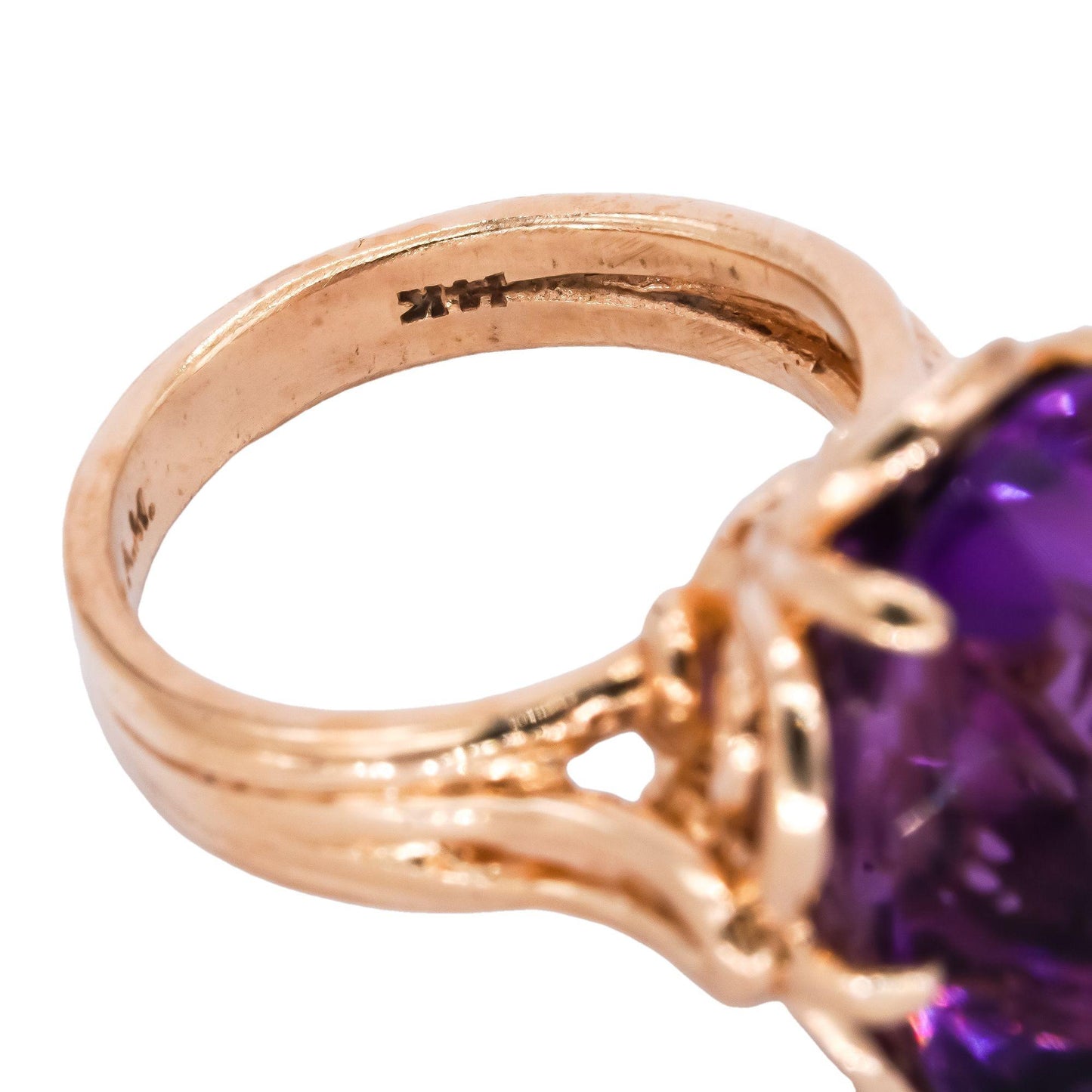 Vintage 14k Yellow Gold 15.0CT Amethyst Solitaire Ring size 6.25