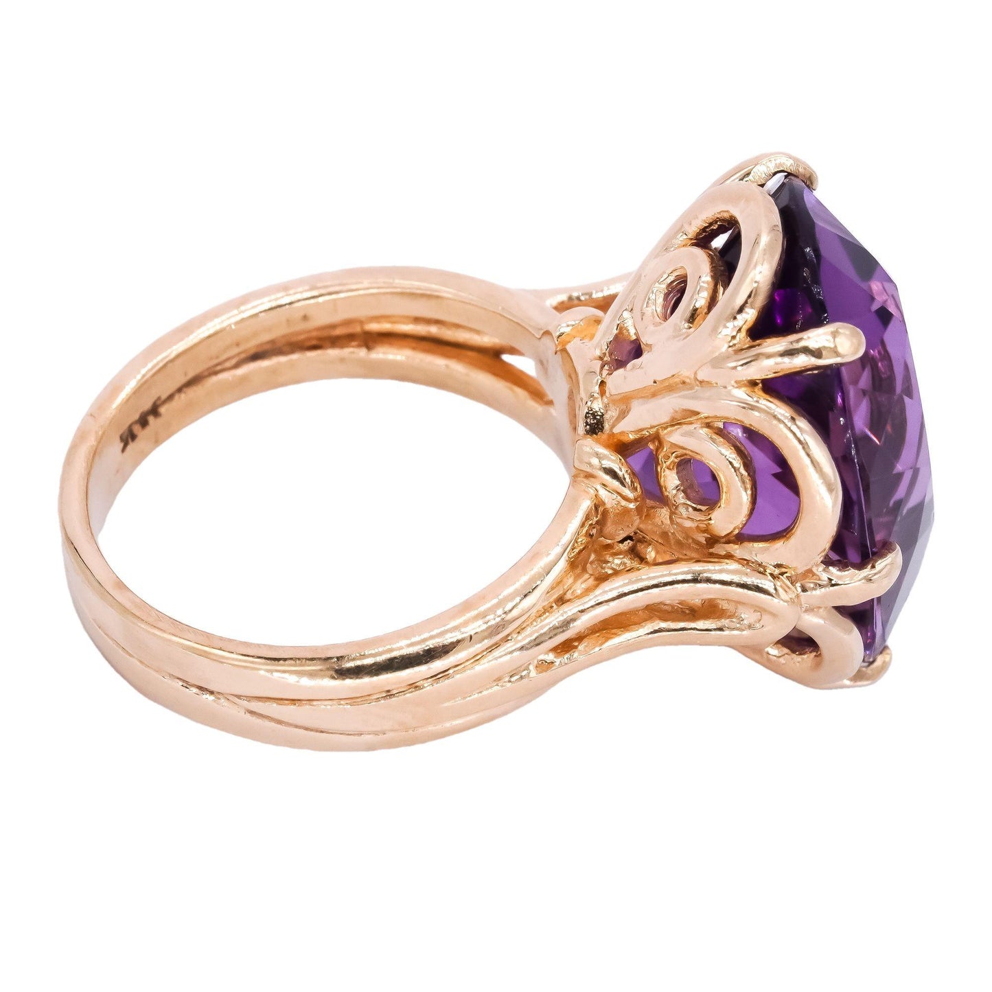 Vintage 14k Yellow Gold 15.0CT Amethyst Solitaire Ring size 6.25