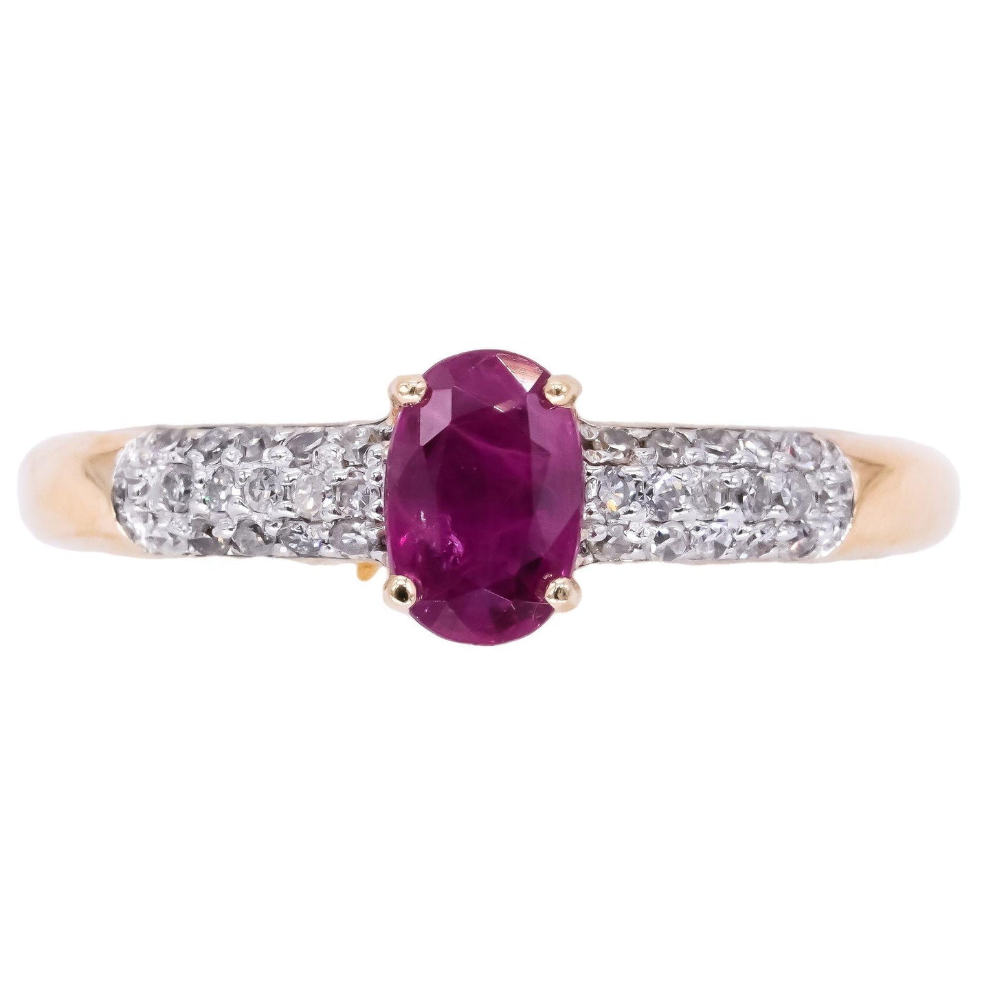 14k White and Yellow Gold 0.53ct Diamond and Ruby Cocktail Ring Size 7.25