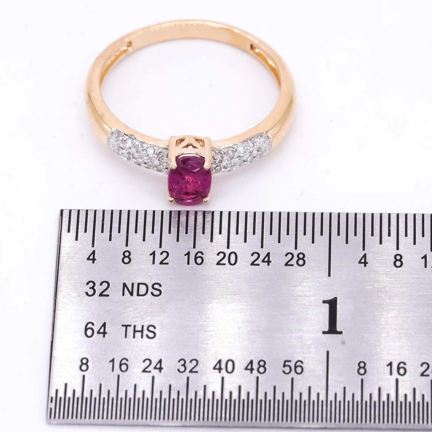 14k White and Yellow Gold 0.53ct Diamond and Ruby Cocktail Ring Size 7.25