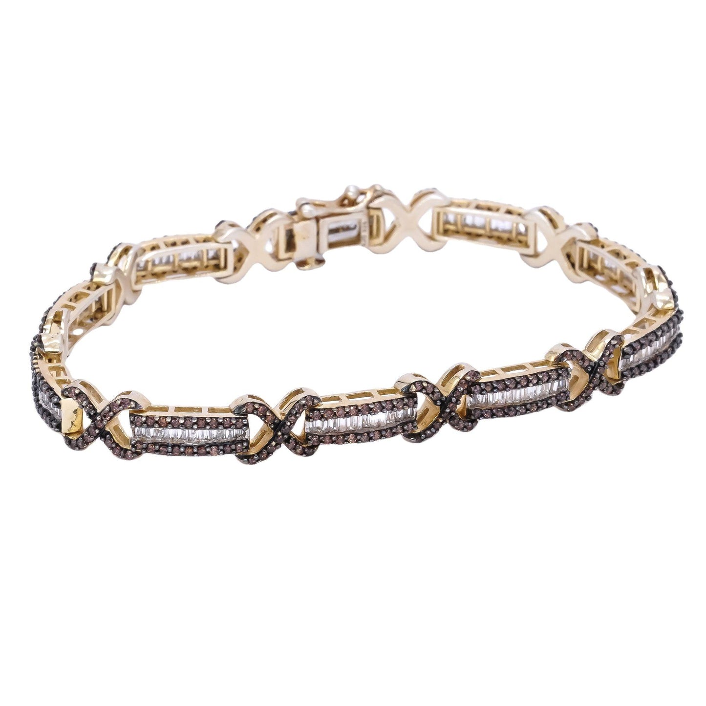 Sterling Silver Gold Plated 10.0CT White & Pink Cubic Zirconia Formal Bracelet