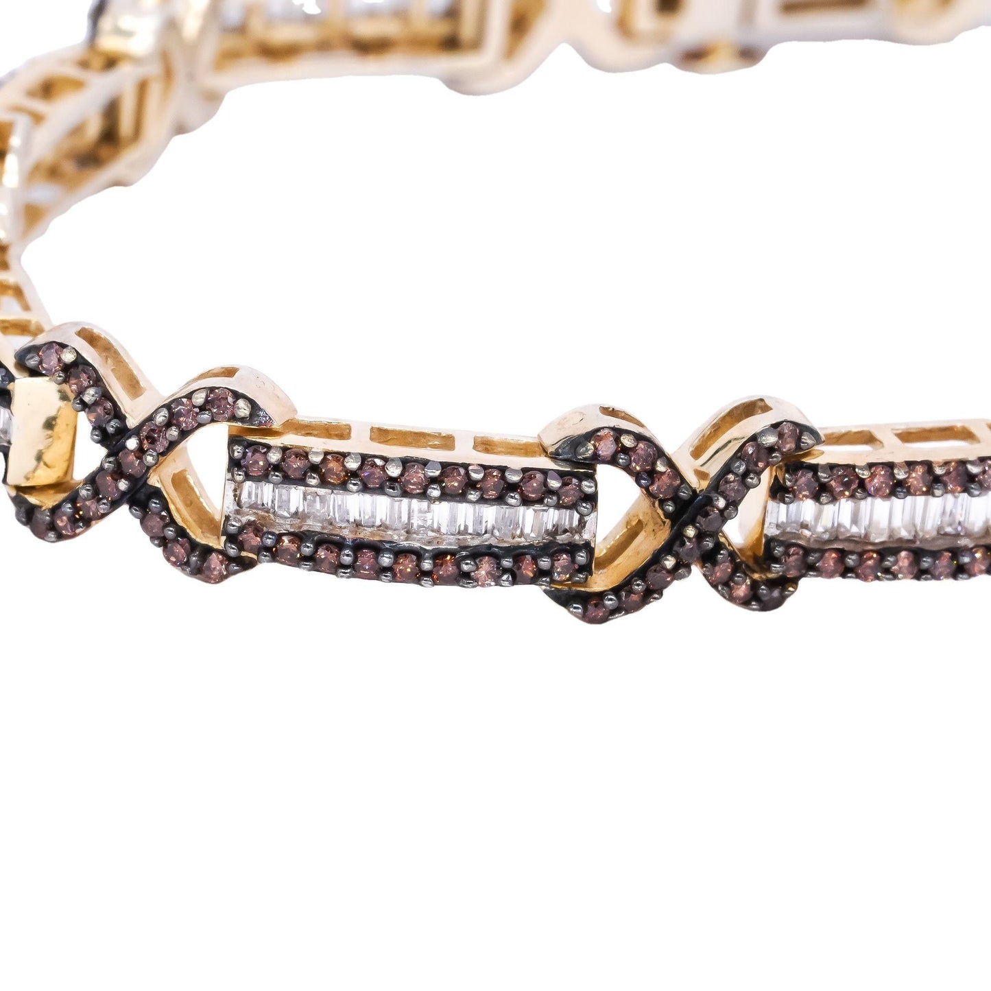 Sterling Silver Gold Plated 10.0CT White & Pink Cubic Zirconia Formal Bracelet