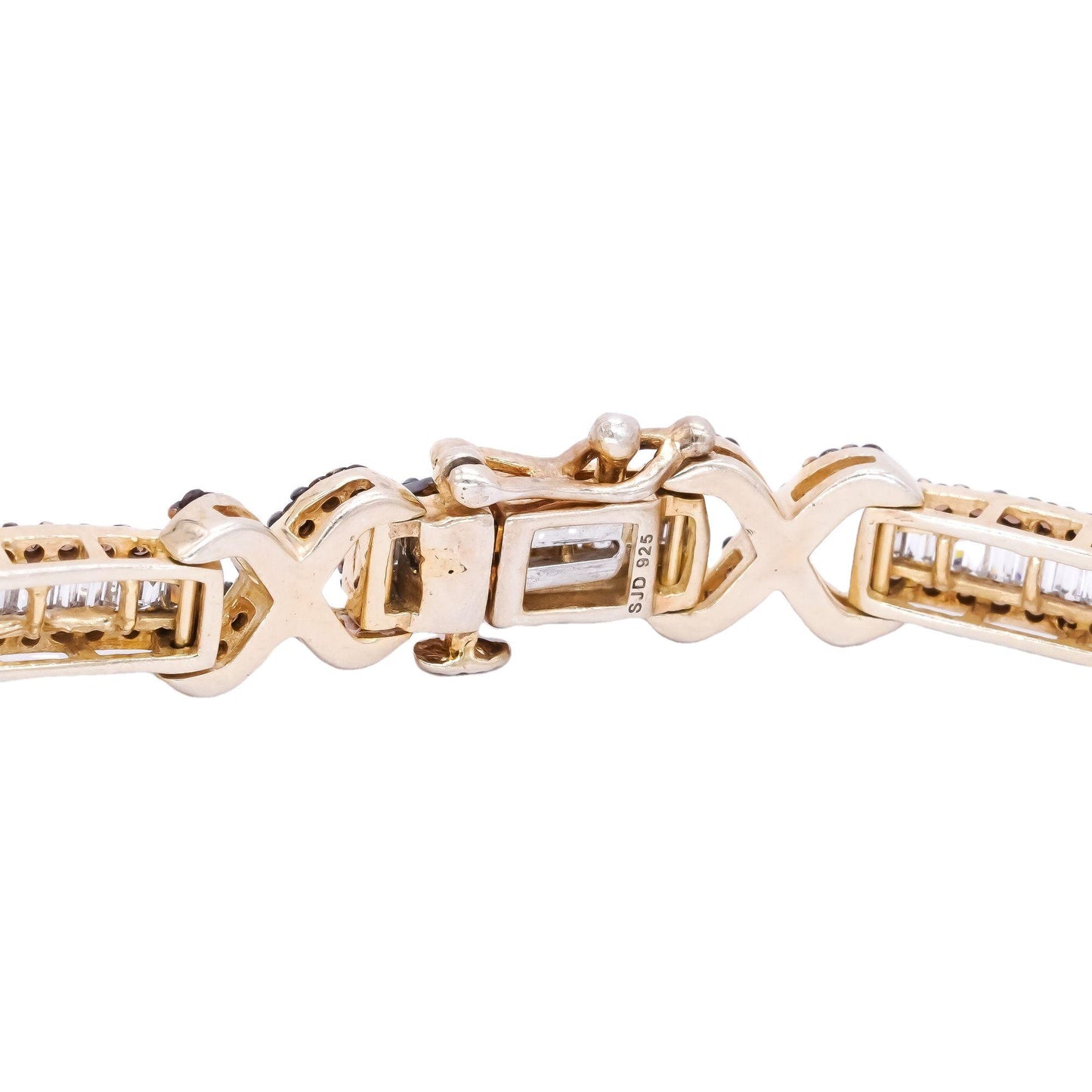 Sterling Silver Gold Plated 10.0CT White & Pink Cubic Zirconia Formal Bracelet