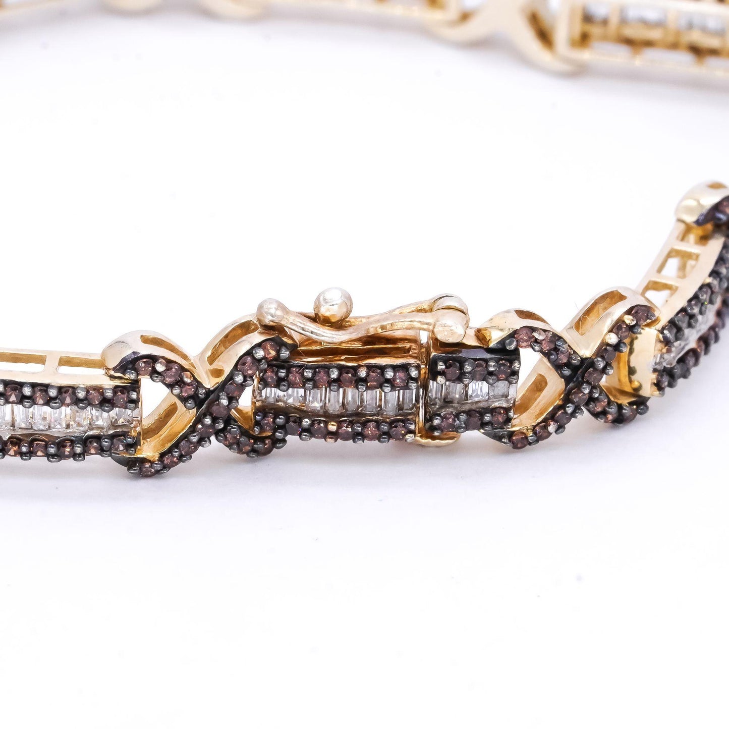 Sterling Silver Gold Plated 10.0CT White & Pink Cubic Zirconia Formal Bracelet