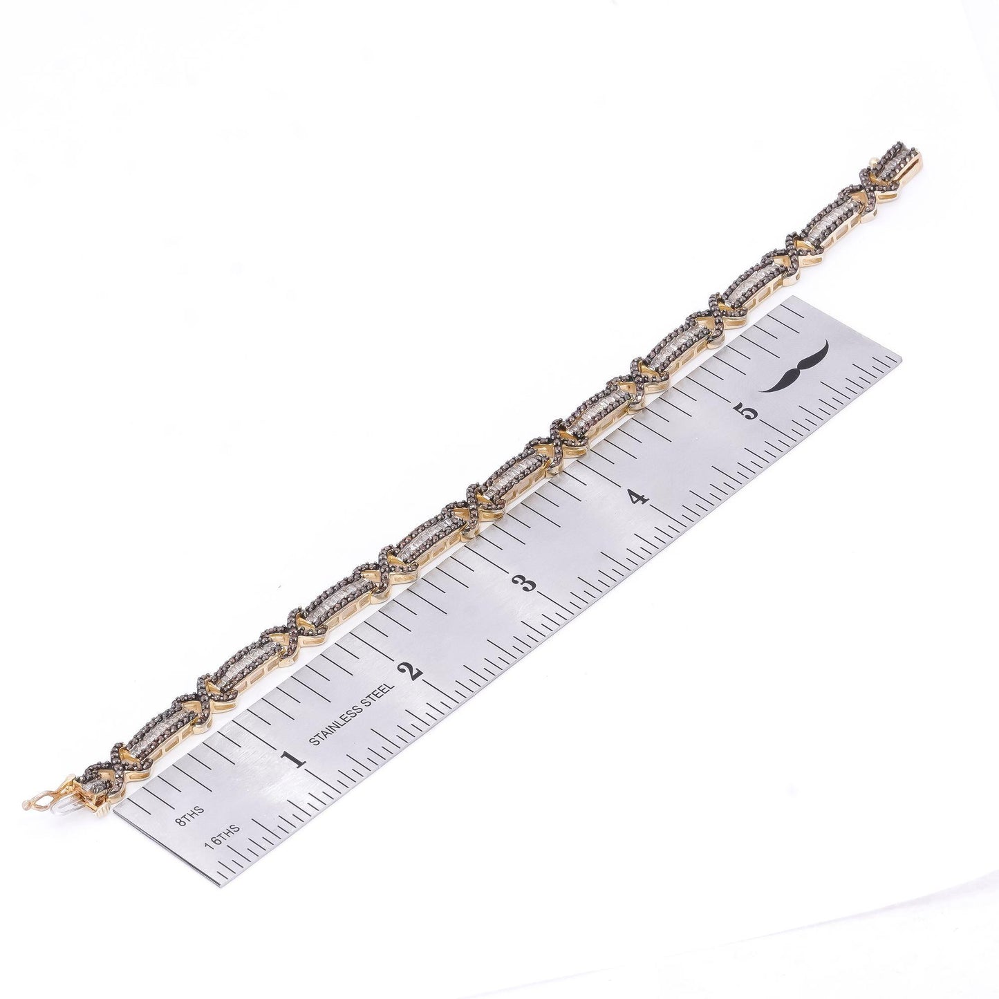 Sterling Silver Gold Plated 10.0CT White & Pink Cubic Zirconia Formal Bracelet