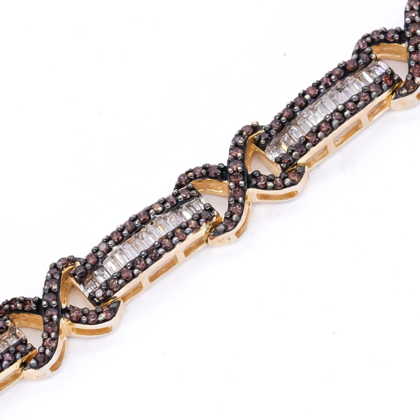 Sterling Silver Gold Plated 10.0CT White & Pink Cubic Zirconia Formal Bracelet
