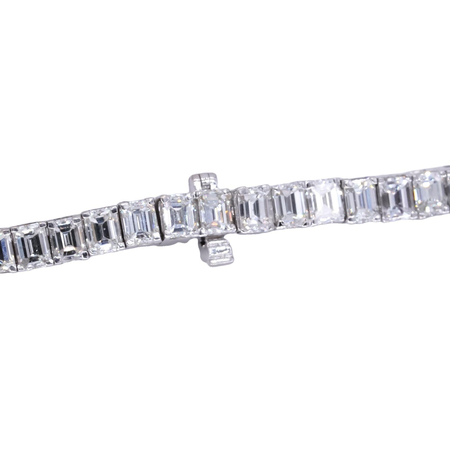 18k White Gold 29.13ct VS Emerald Cut Diamond Riviera Necklace w/ $240k Retail
