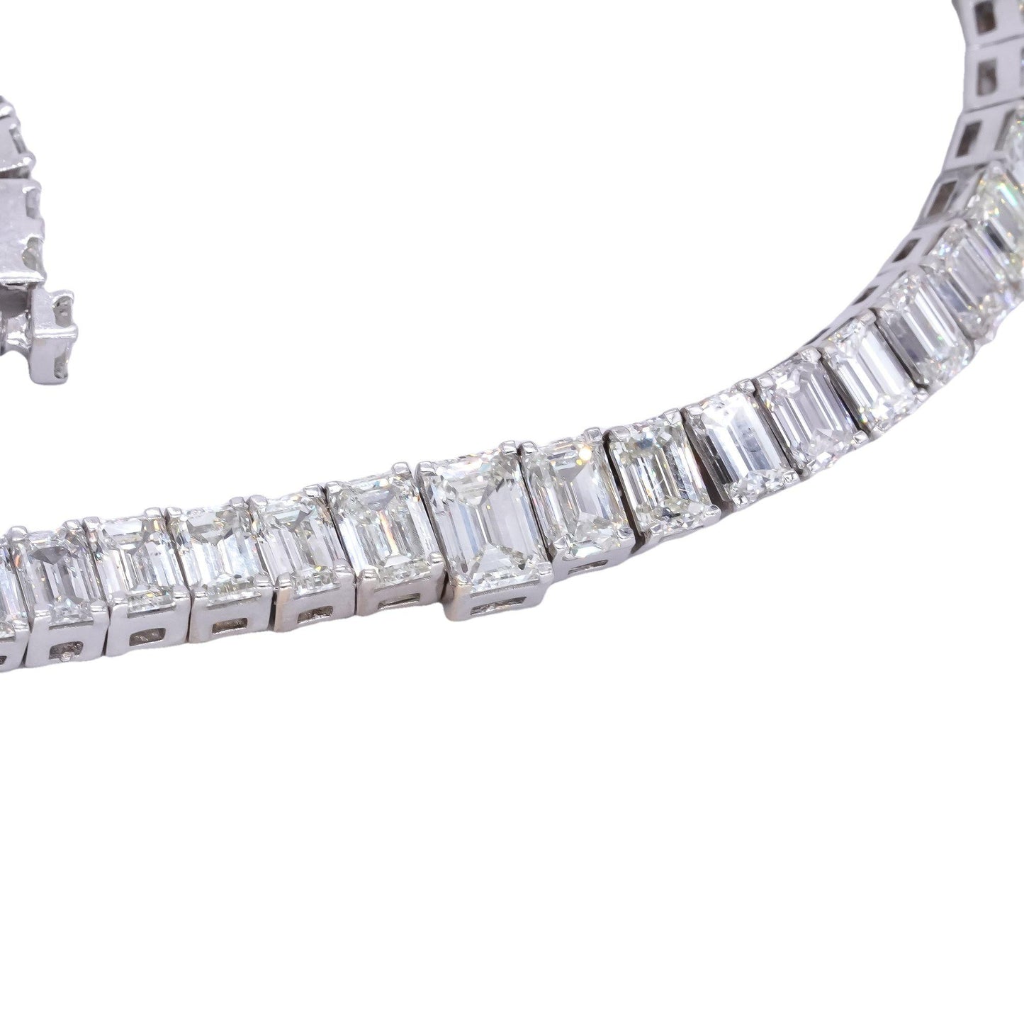 18k White Gold 29.13ct VS Emerald Cut Diamond Riviera Necklace w/ $240k Retail