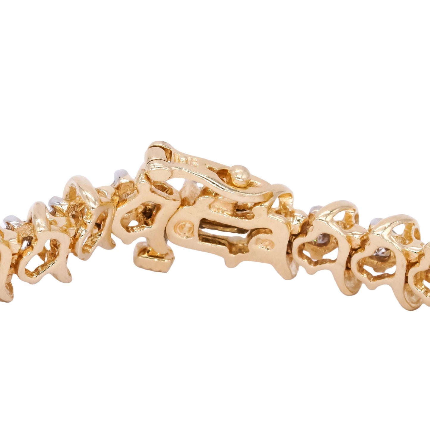 14k Yellow Gold 4.5ct Diamond Curved S Link Fancy Tennis Bracelet
