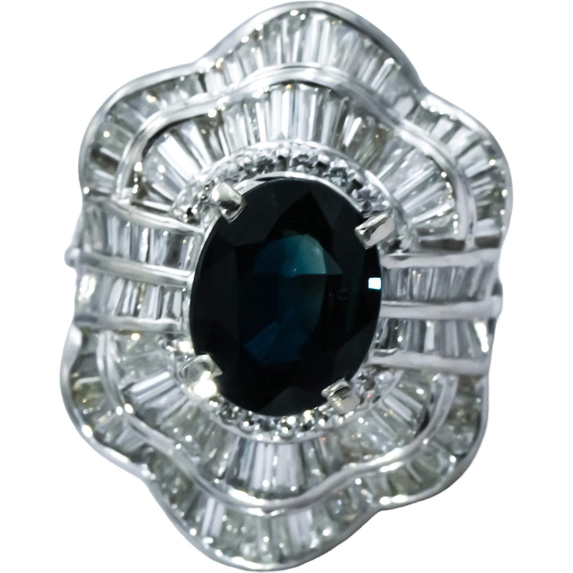 Platinum VS Diamond and Sapphire Cocktail Ring 3.87CT Size 6
