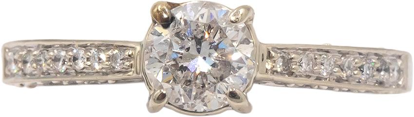 14k White Gold 1.0CT Diamond Engagement Ring w/ 0.65CT Center Size 7